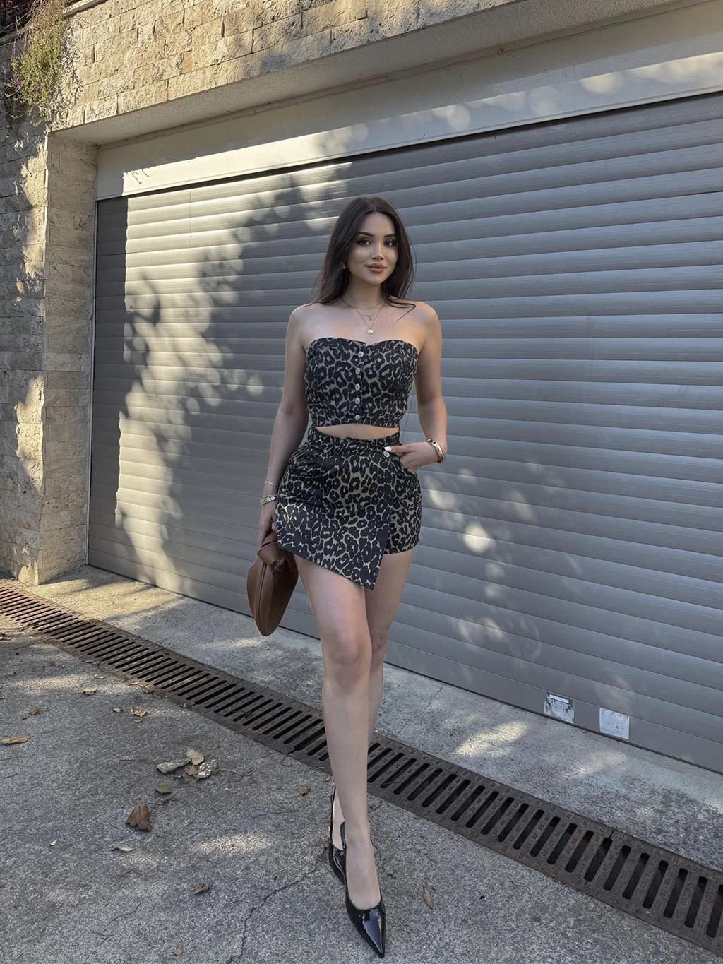 Leopar Kot Şort Etek