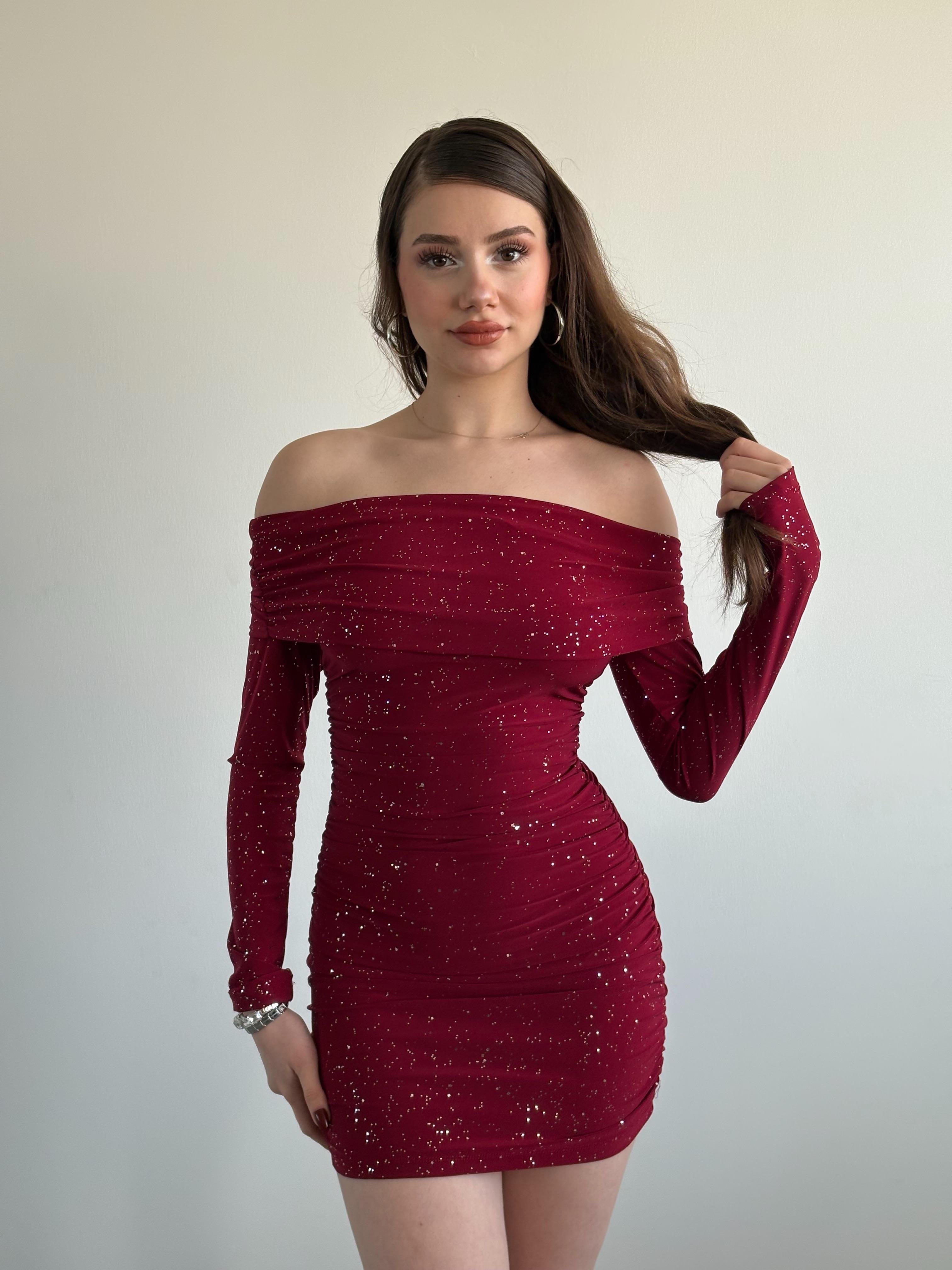 Madonna Taşlı Elbise