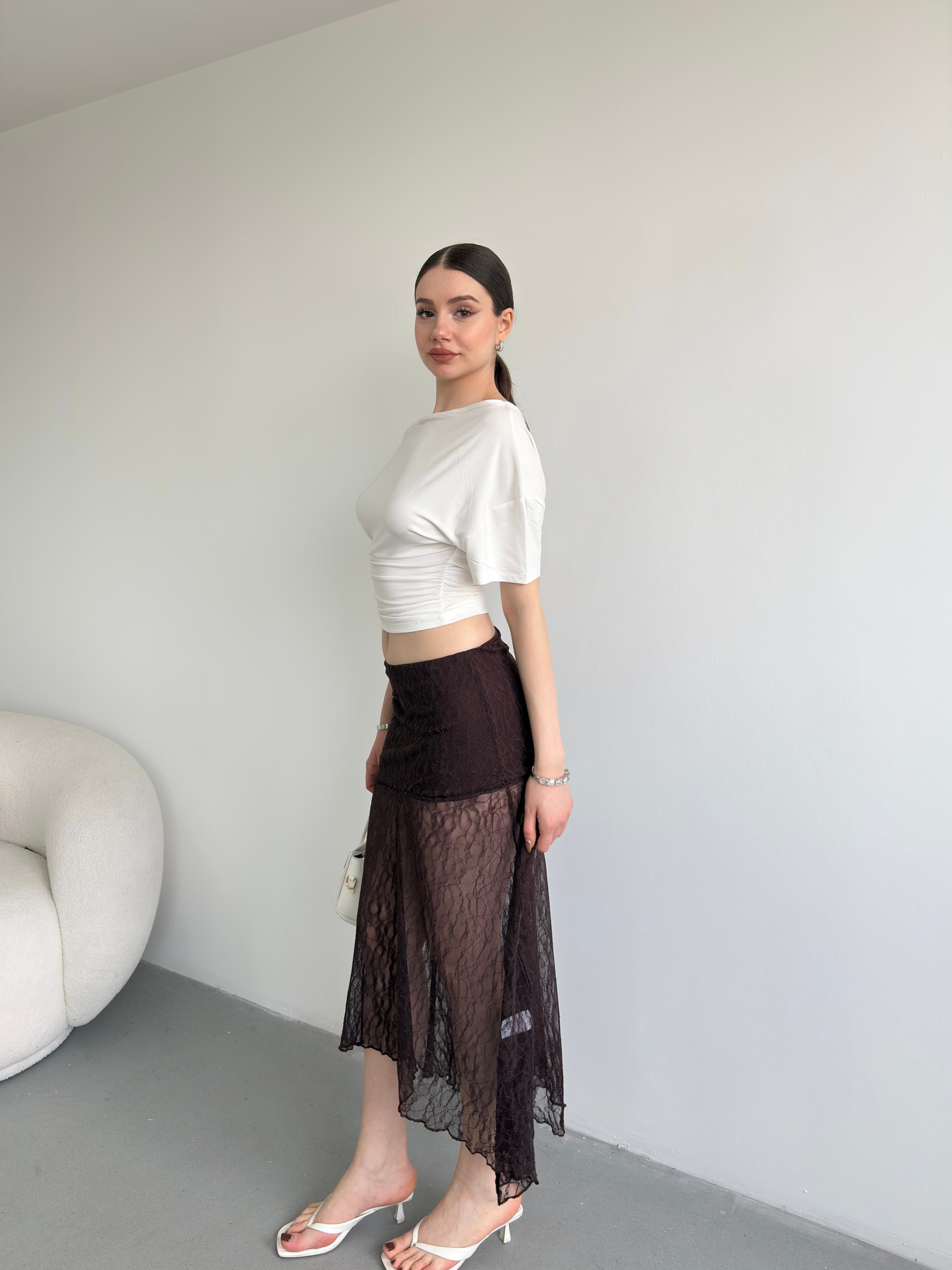 Mini Astarlı Dantel Etek