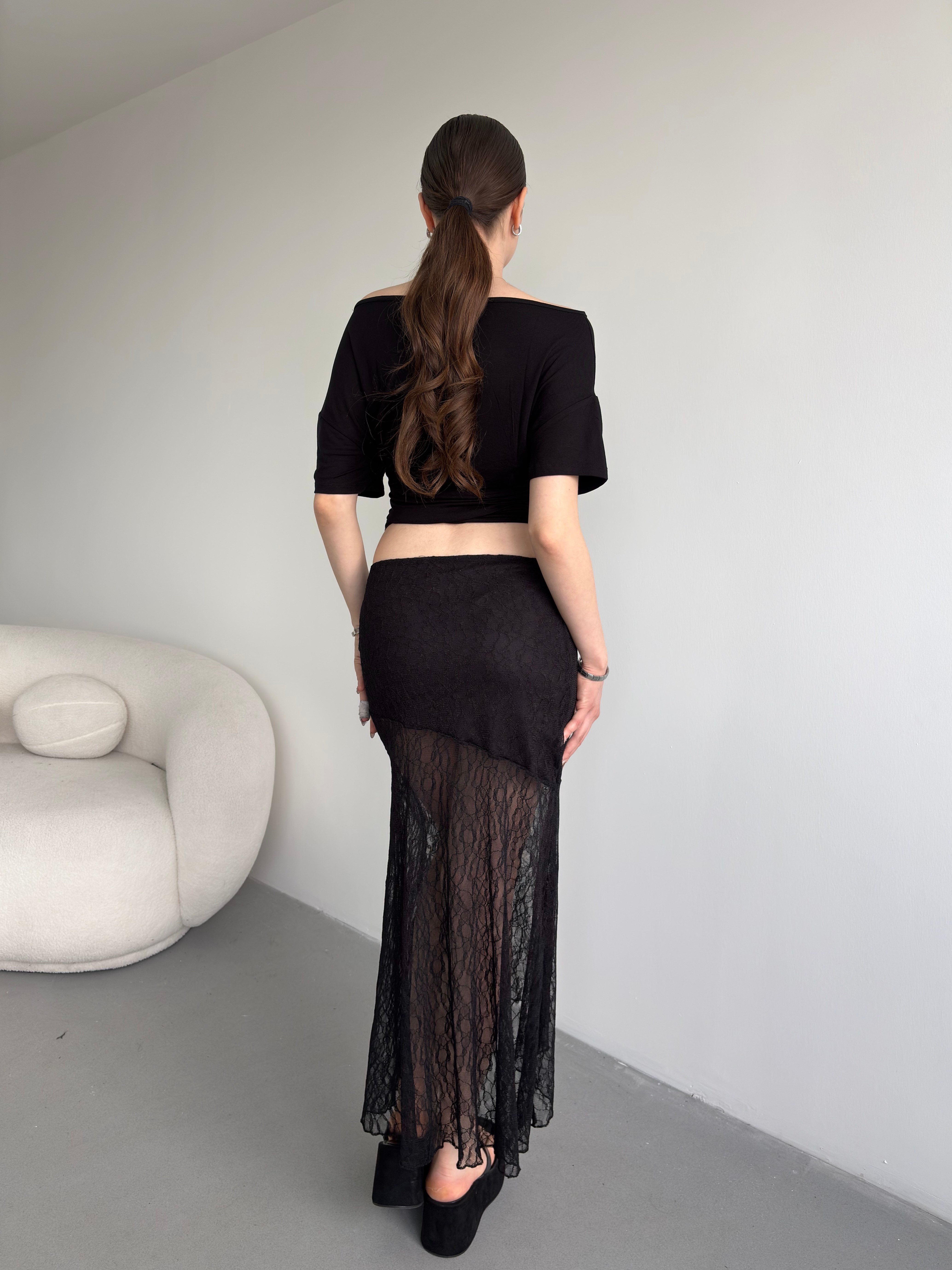 Mini Astarlı Dantel Etek