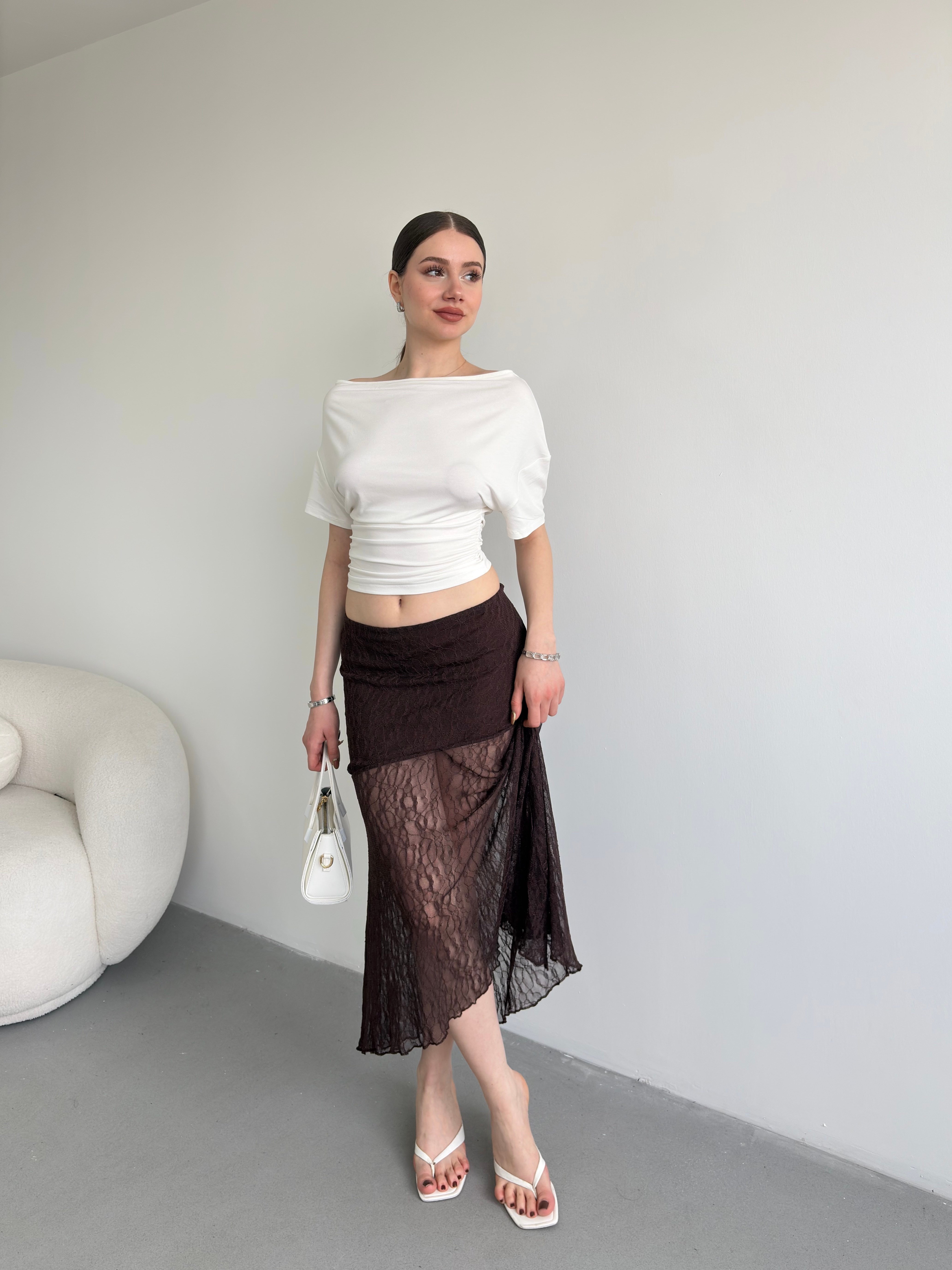 Mini Astarlı Dantel Etek