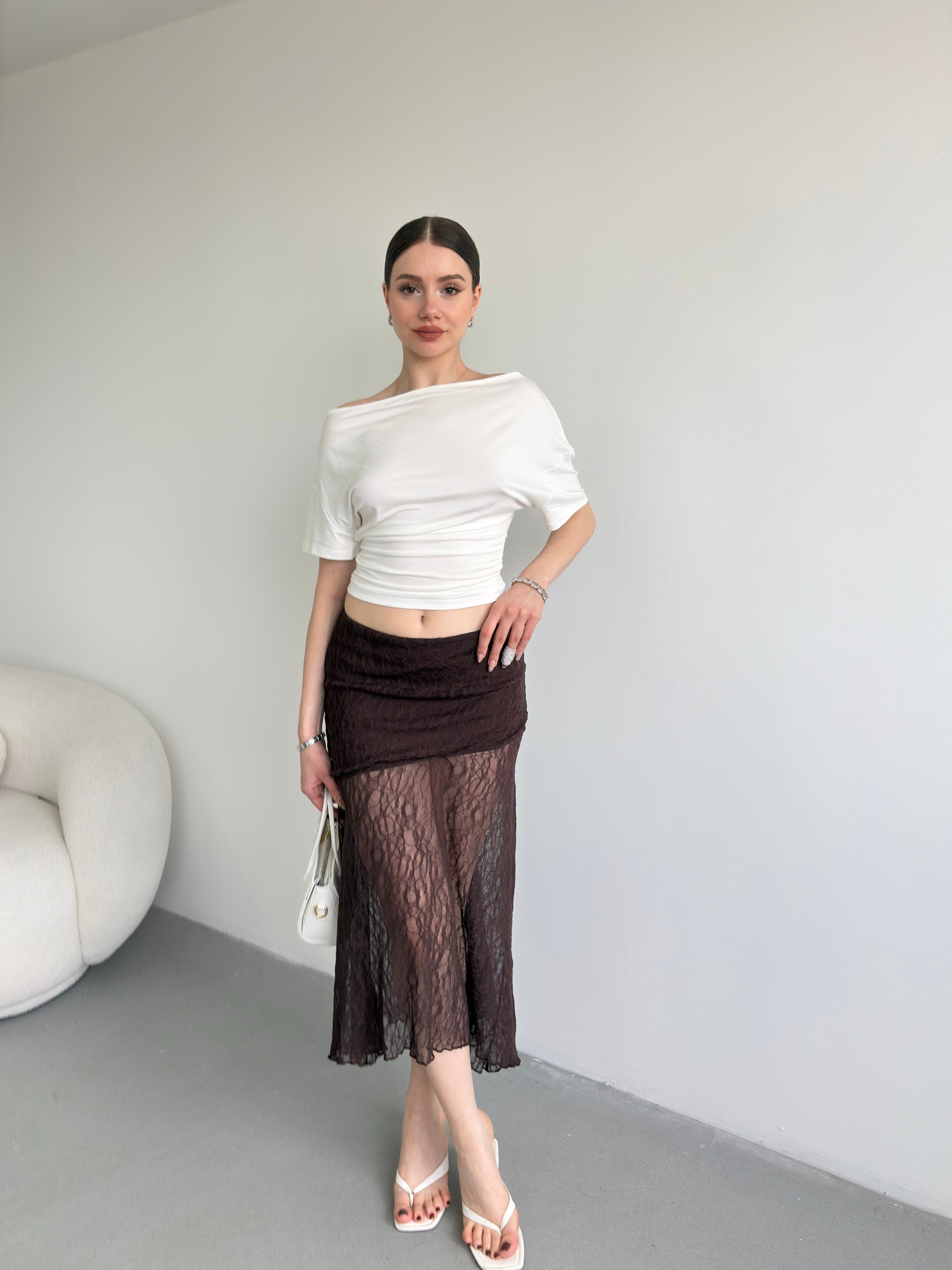 Mini Astarlı Dantel Etek