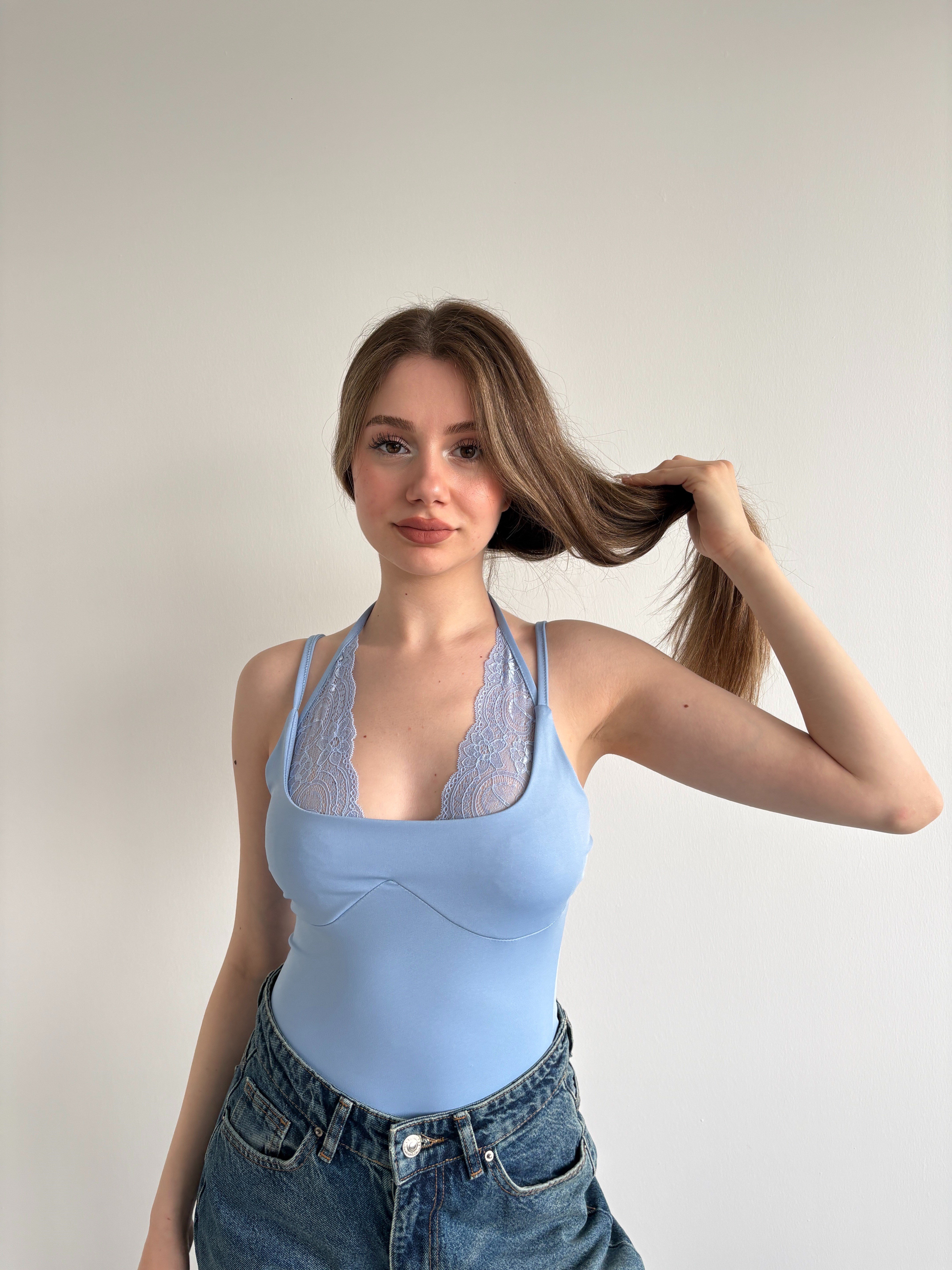 Muadil Dantel Kombineli Bodysuit