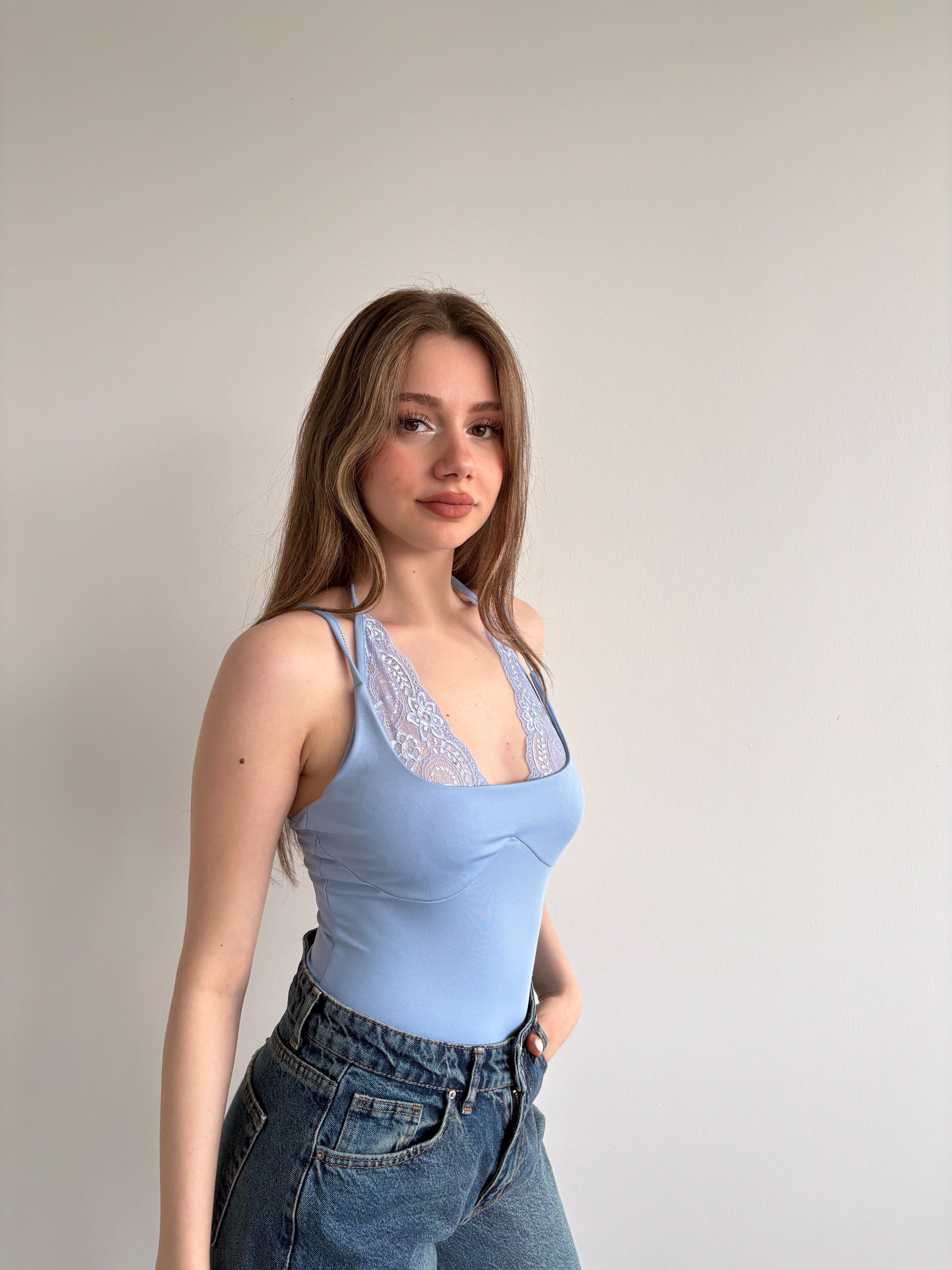 Muadil Dantel Kombineli Bodysuit
