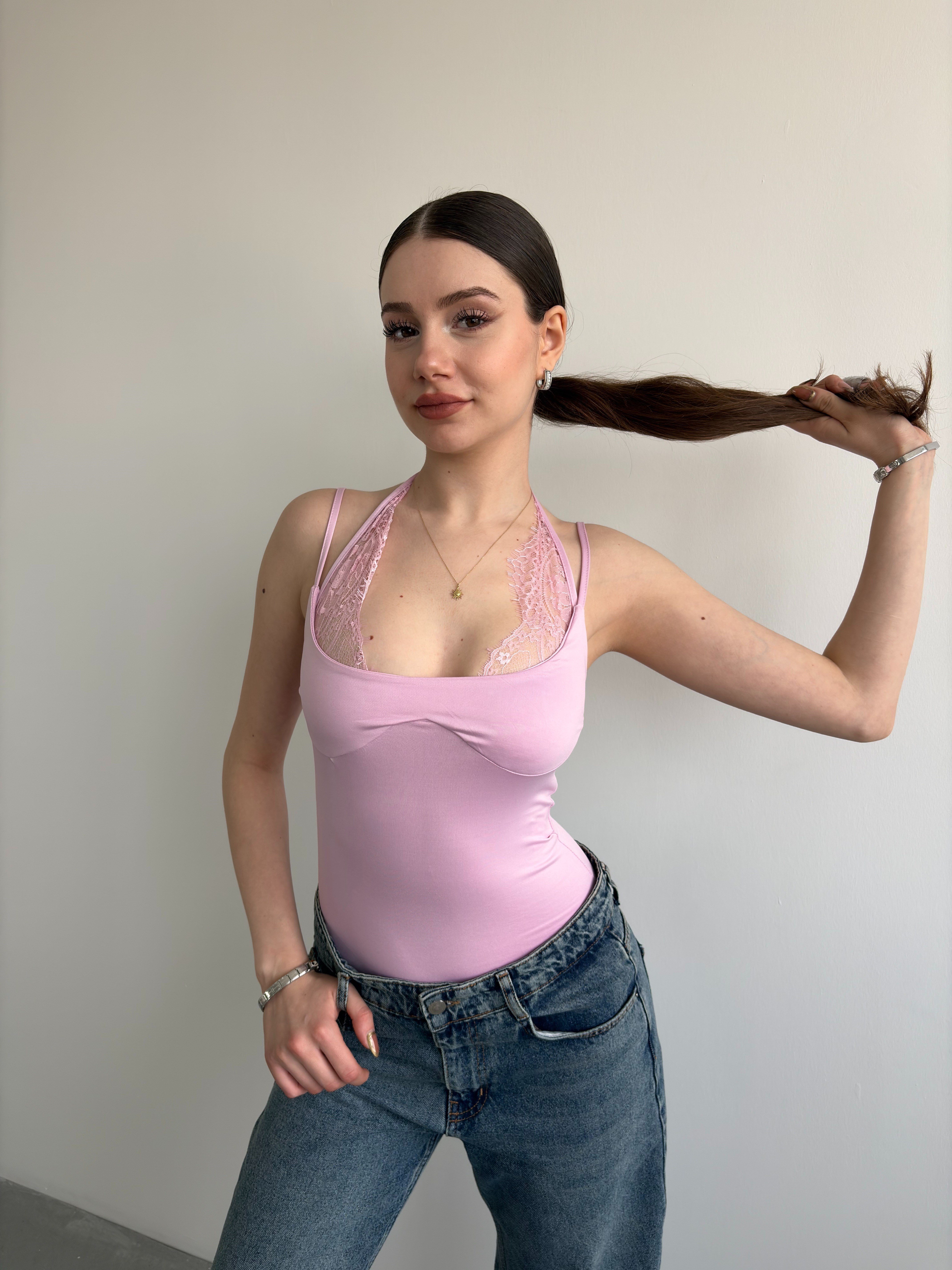 Muadil Dantel Kombineli Bodysuit