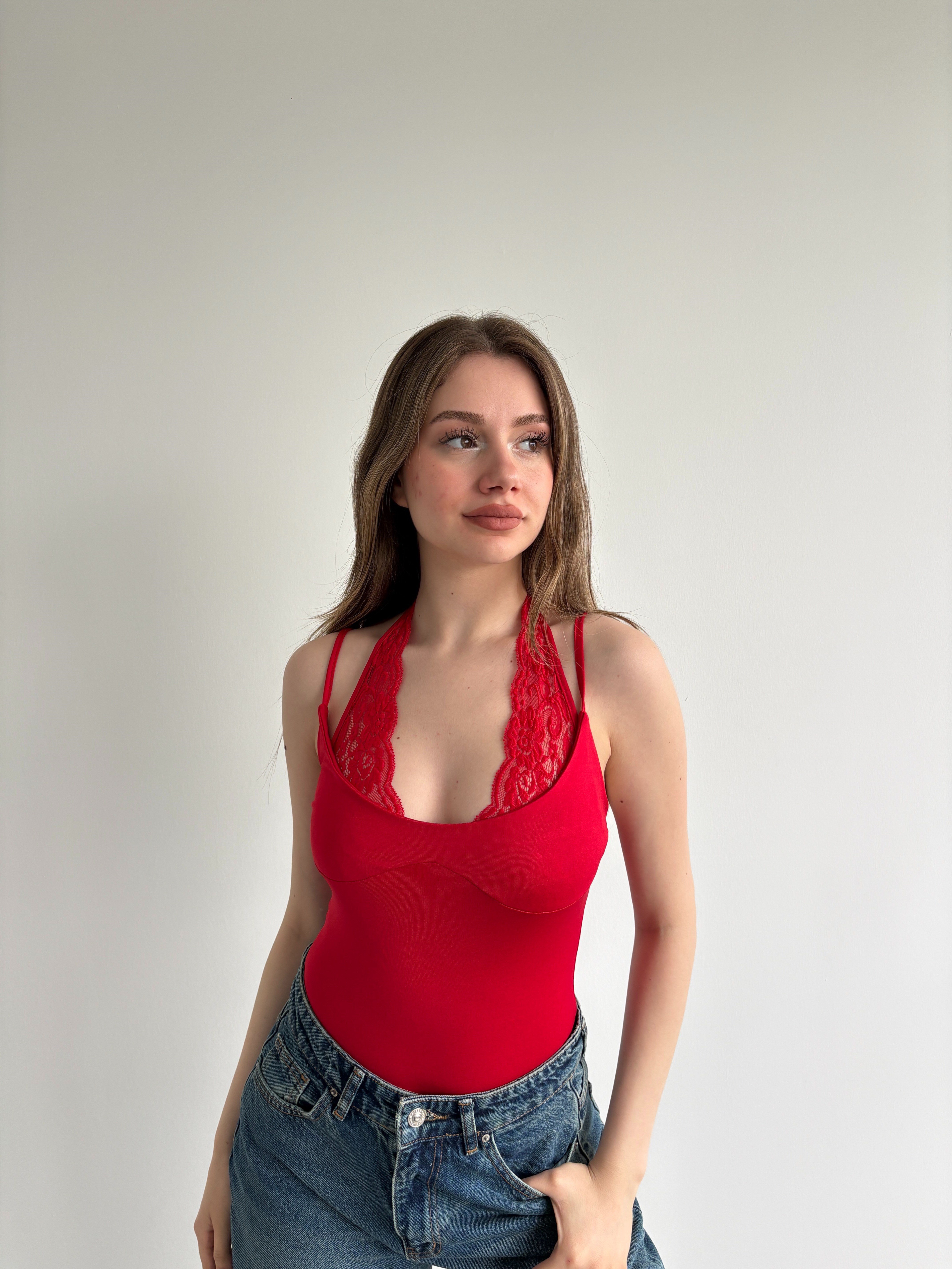 Muadil Dantel Kombineli Bodysuit