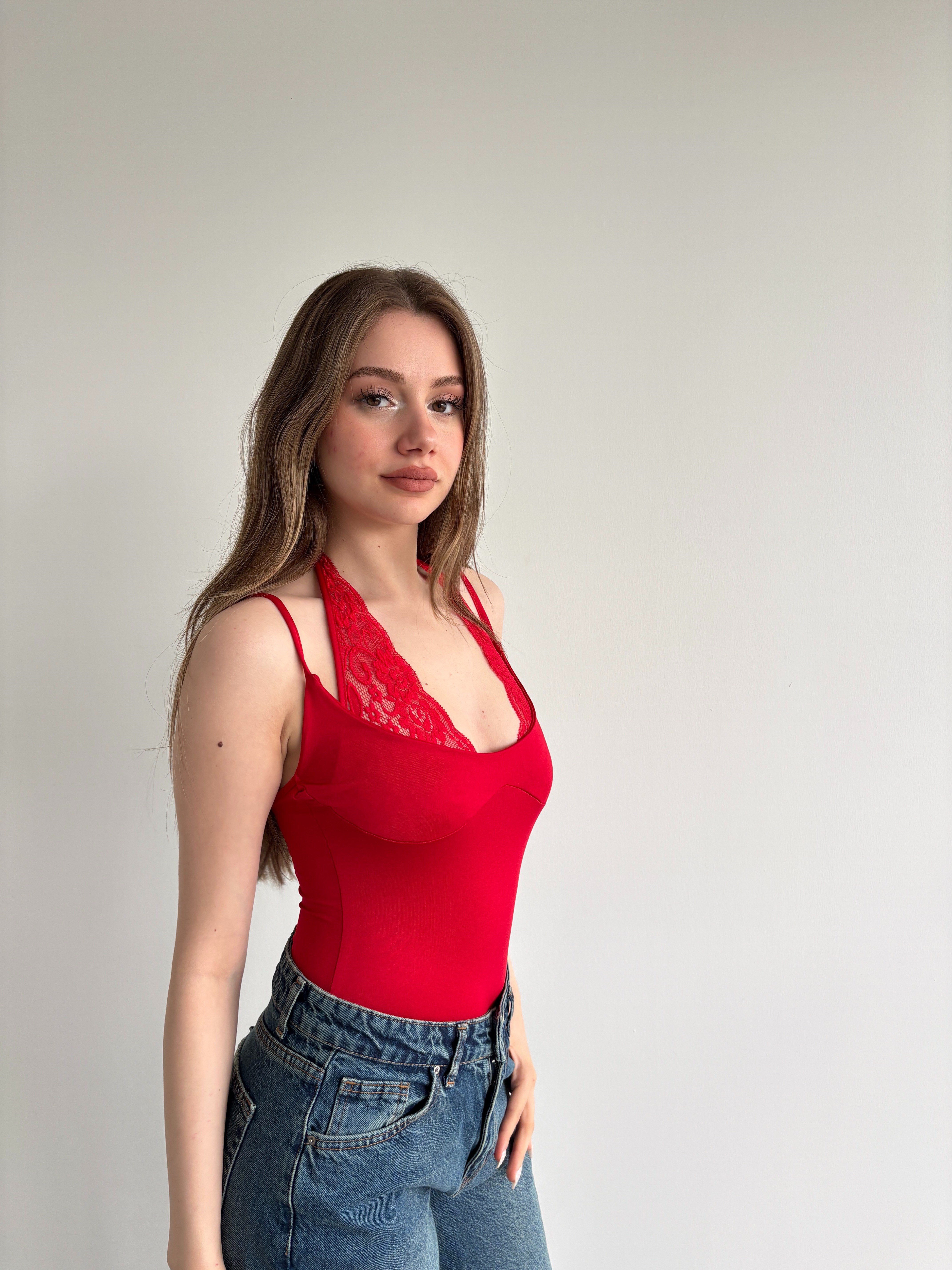 Muadil Dantel Kombineli Bodysuit