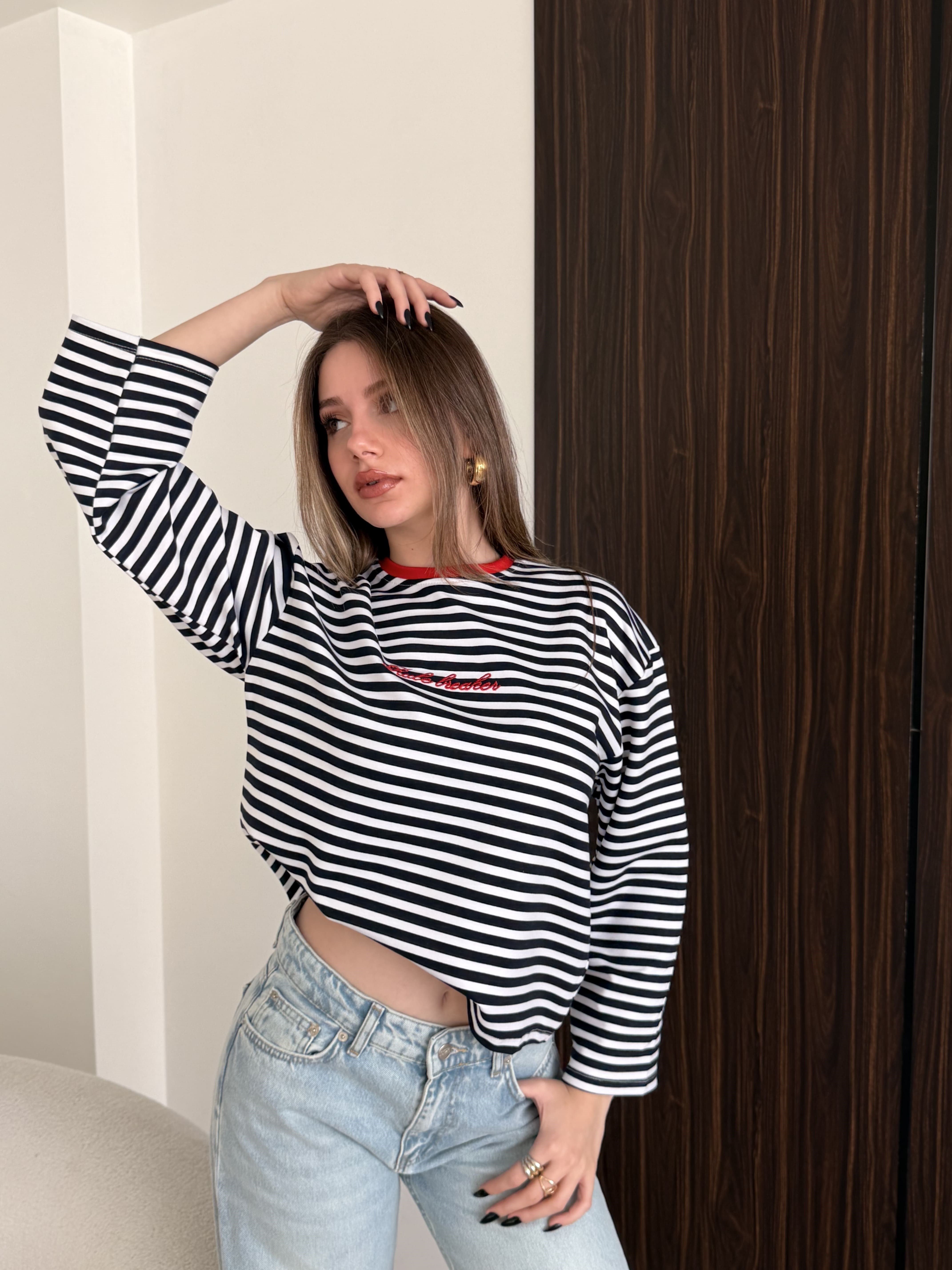Nakışlı Lined Tshirt