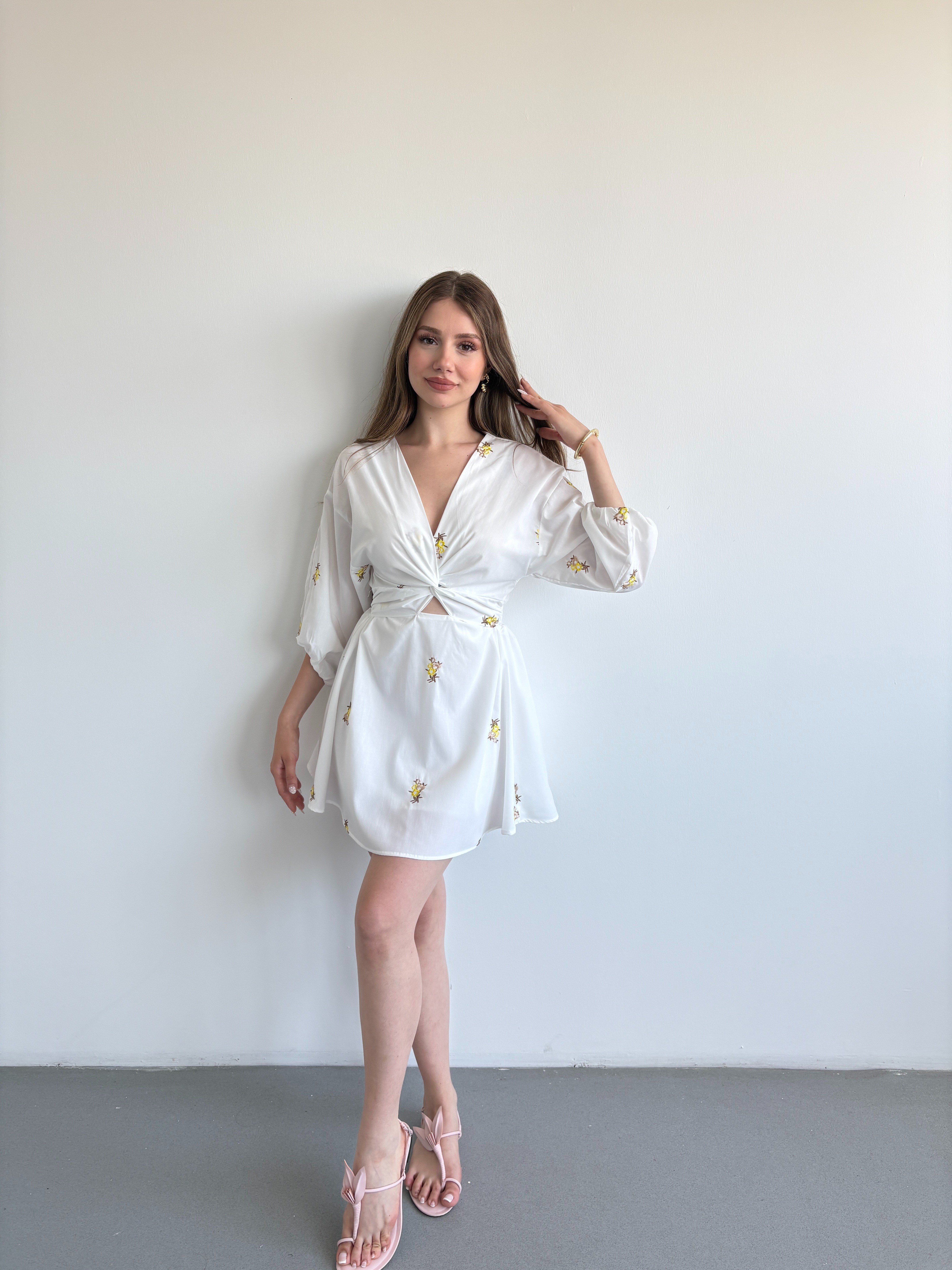 Nakışlı Mini Elbise