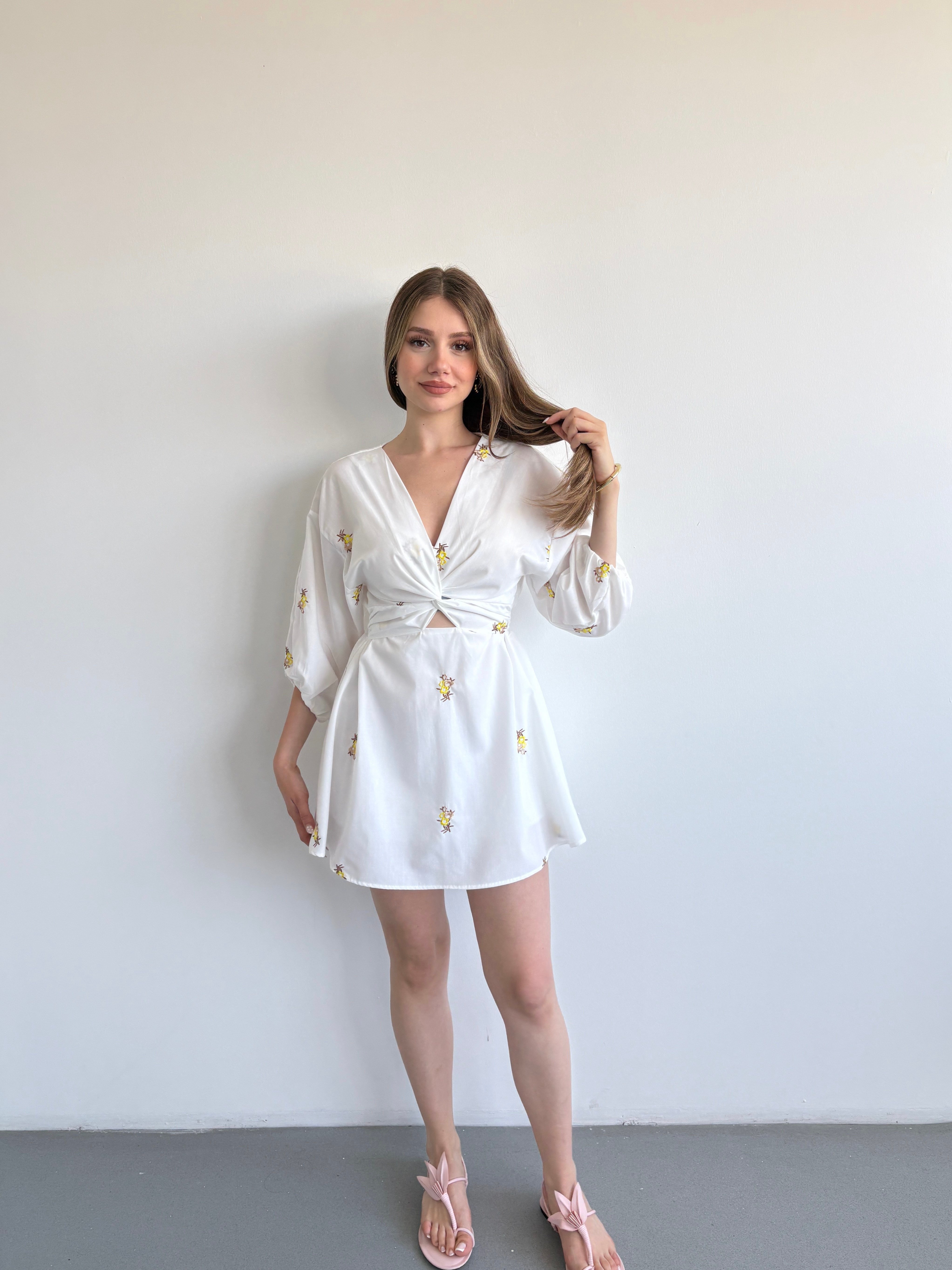 Nakışlı Mini Elbise