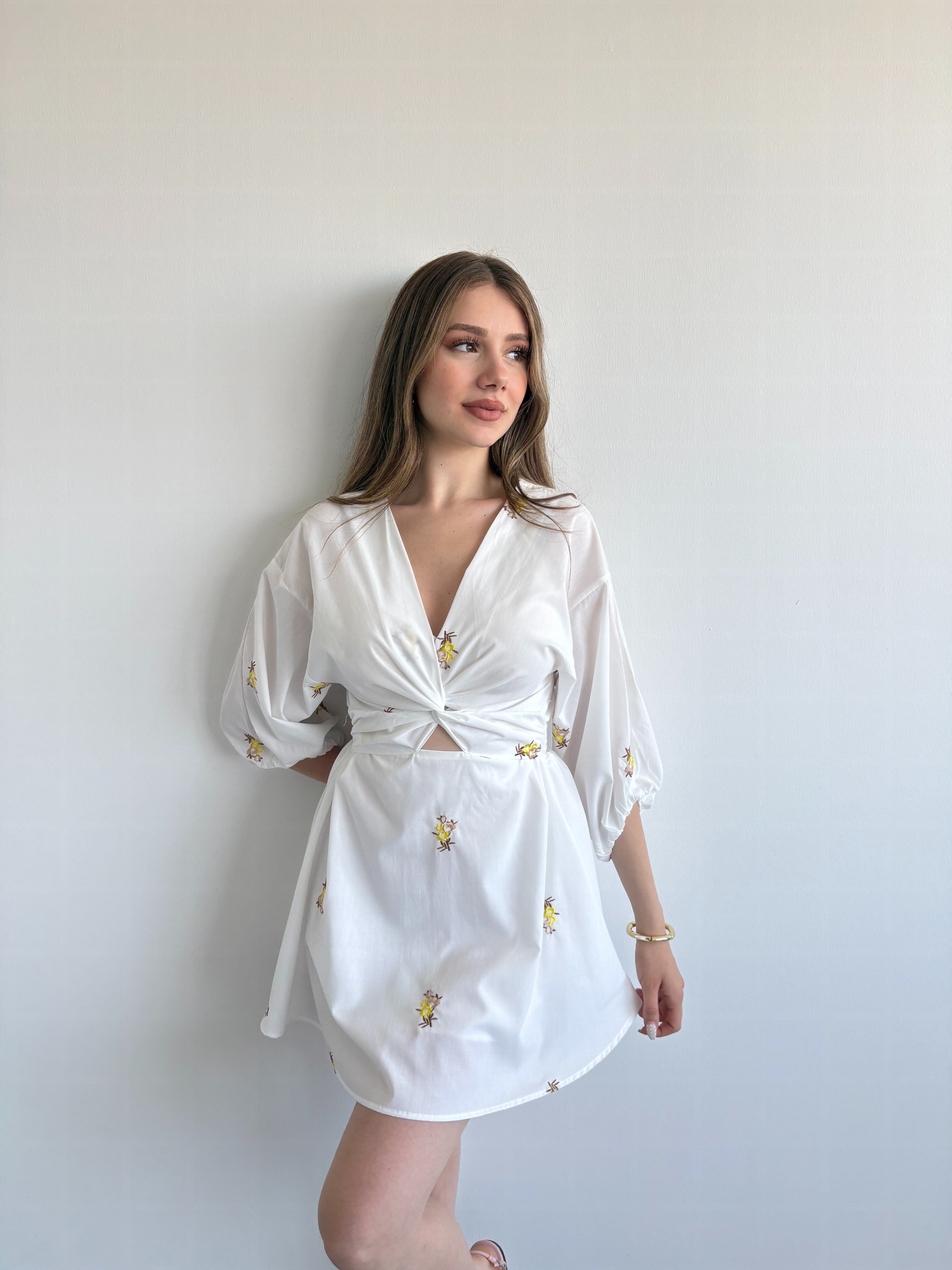 Nakışlı Mini Elbise