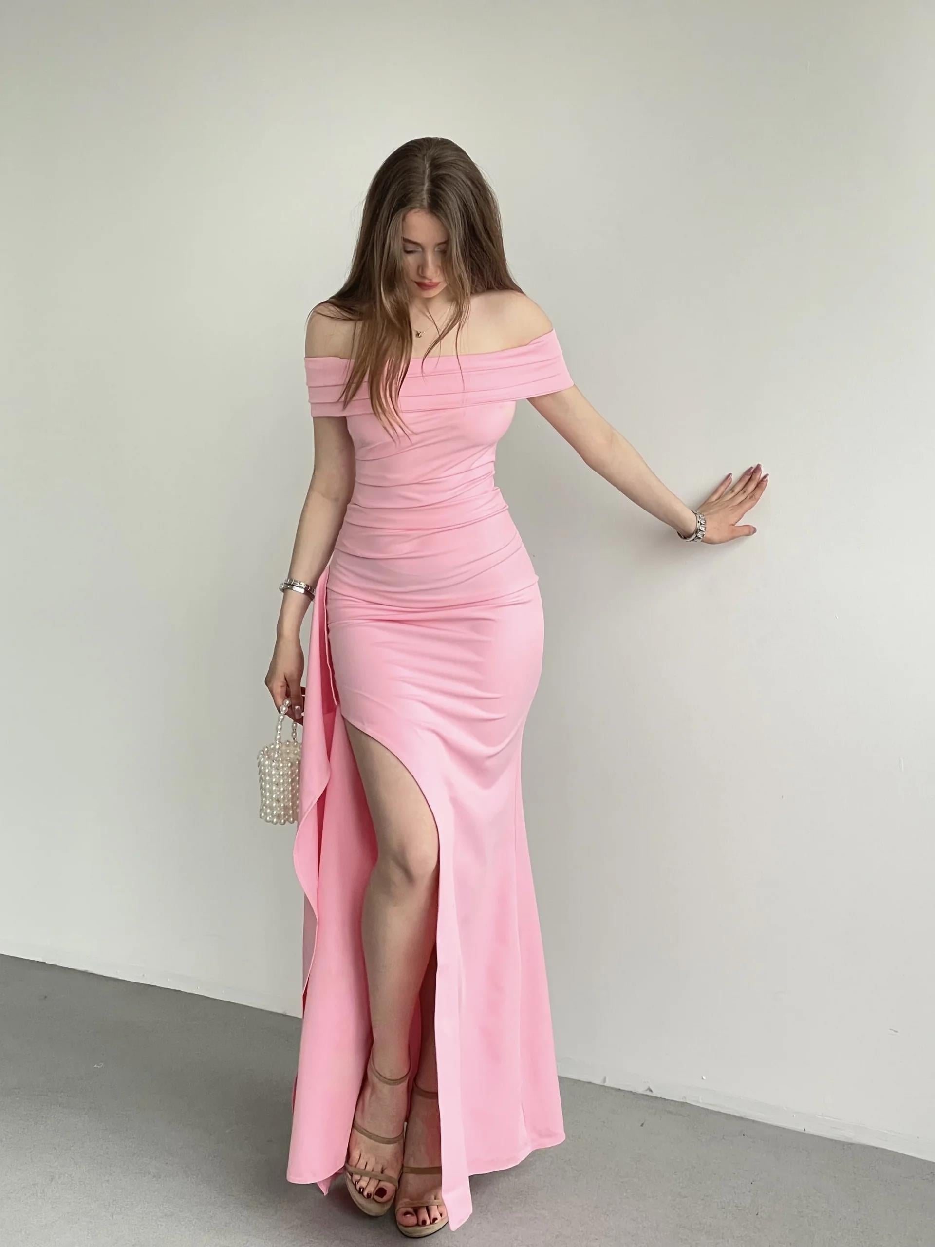 Önü Pileli Madonna Premium Elbise