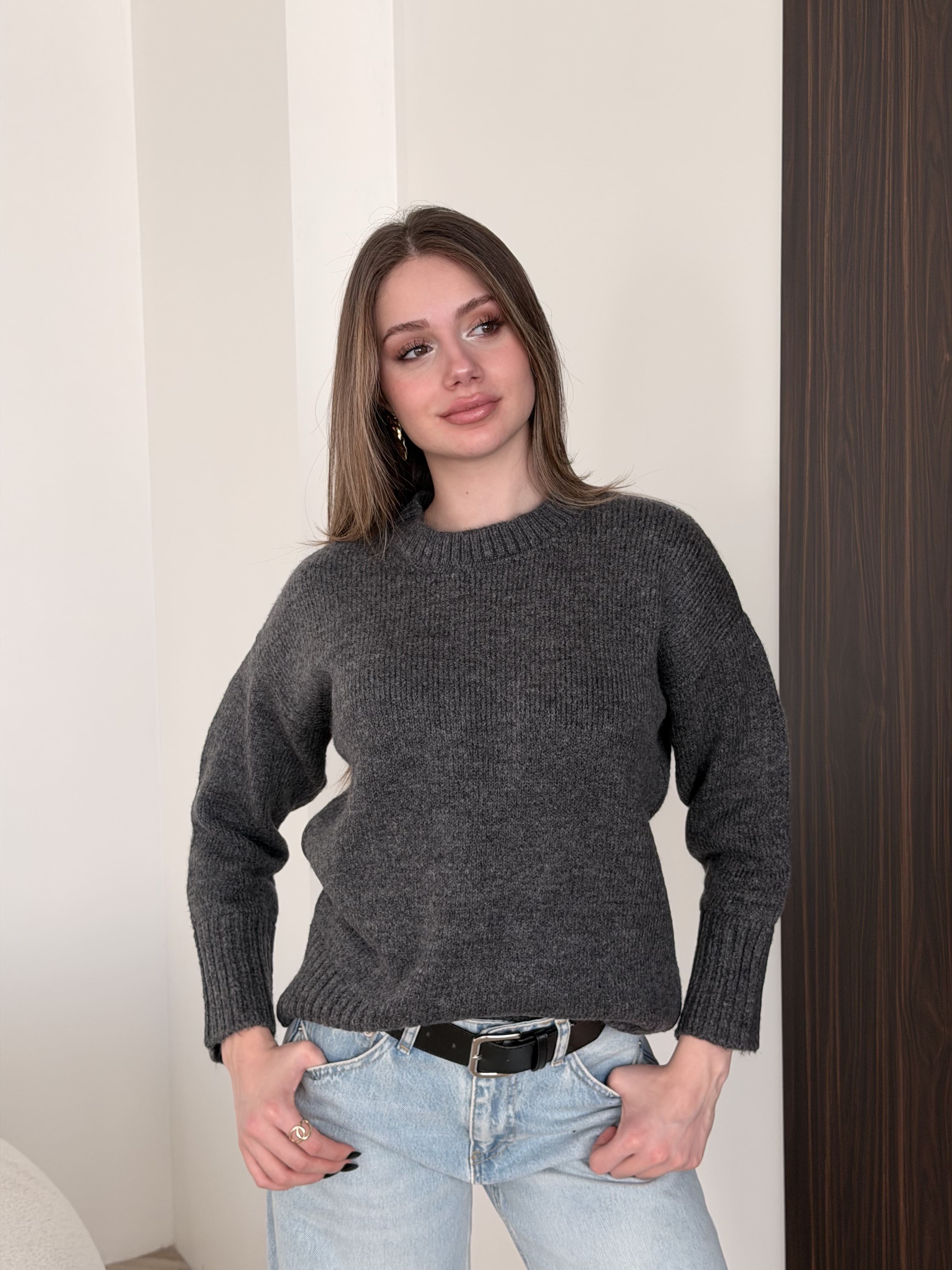 Oversize Bisiklet Yaka Kazak