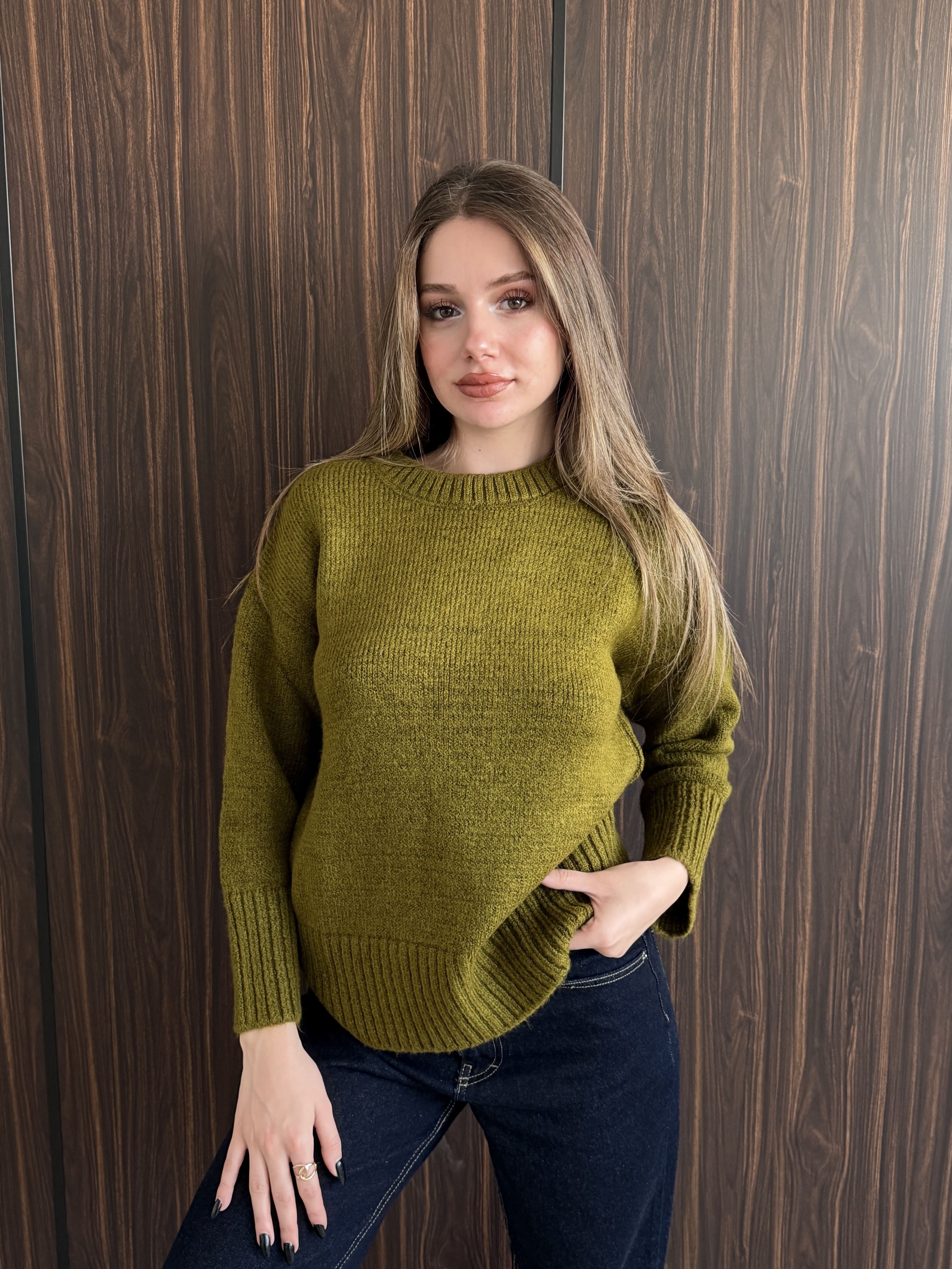 Oversize Bisiklet Yaka Kazak