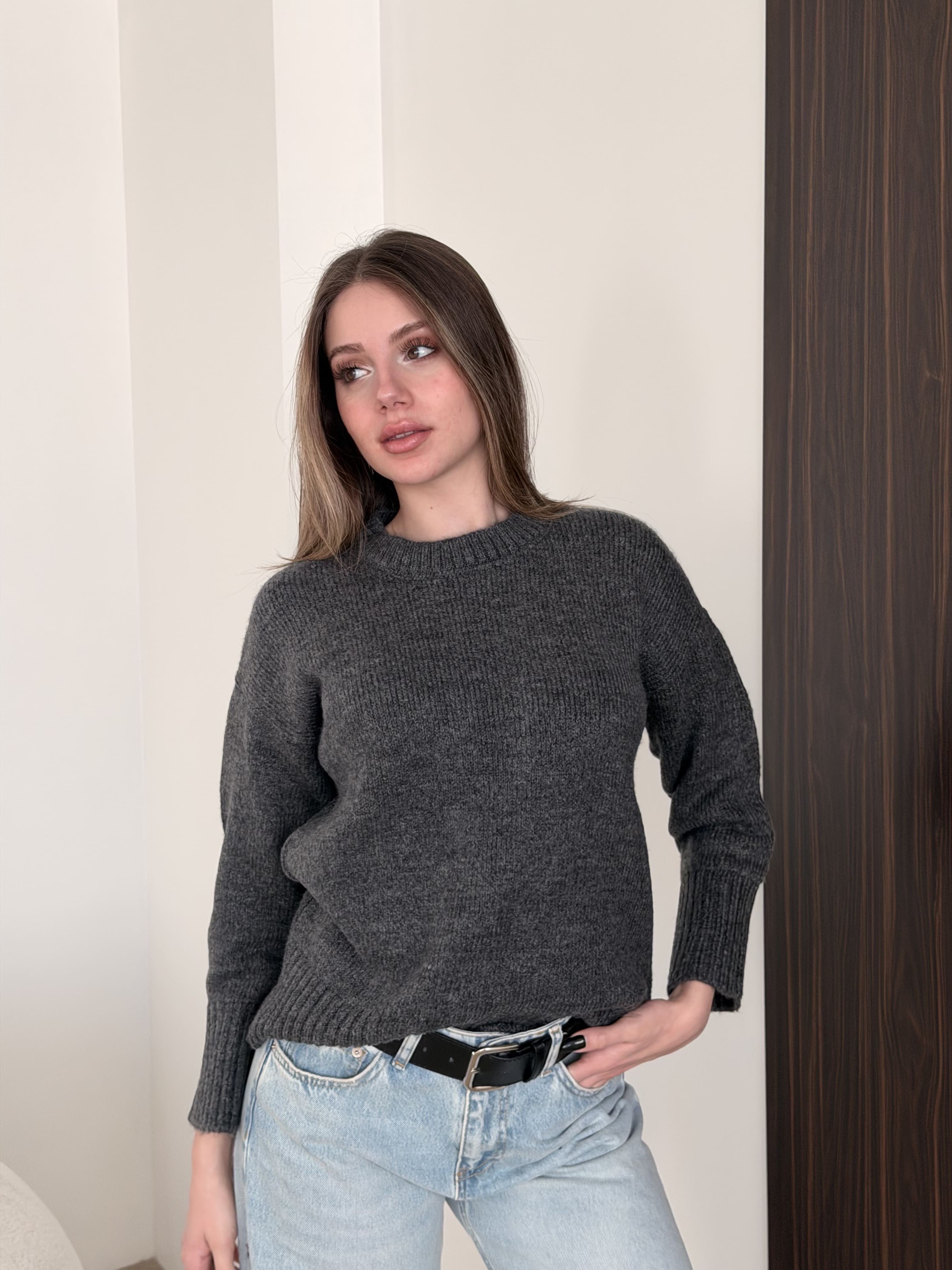 Oversize Bisiklet Yaka Kazak