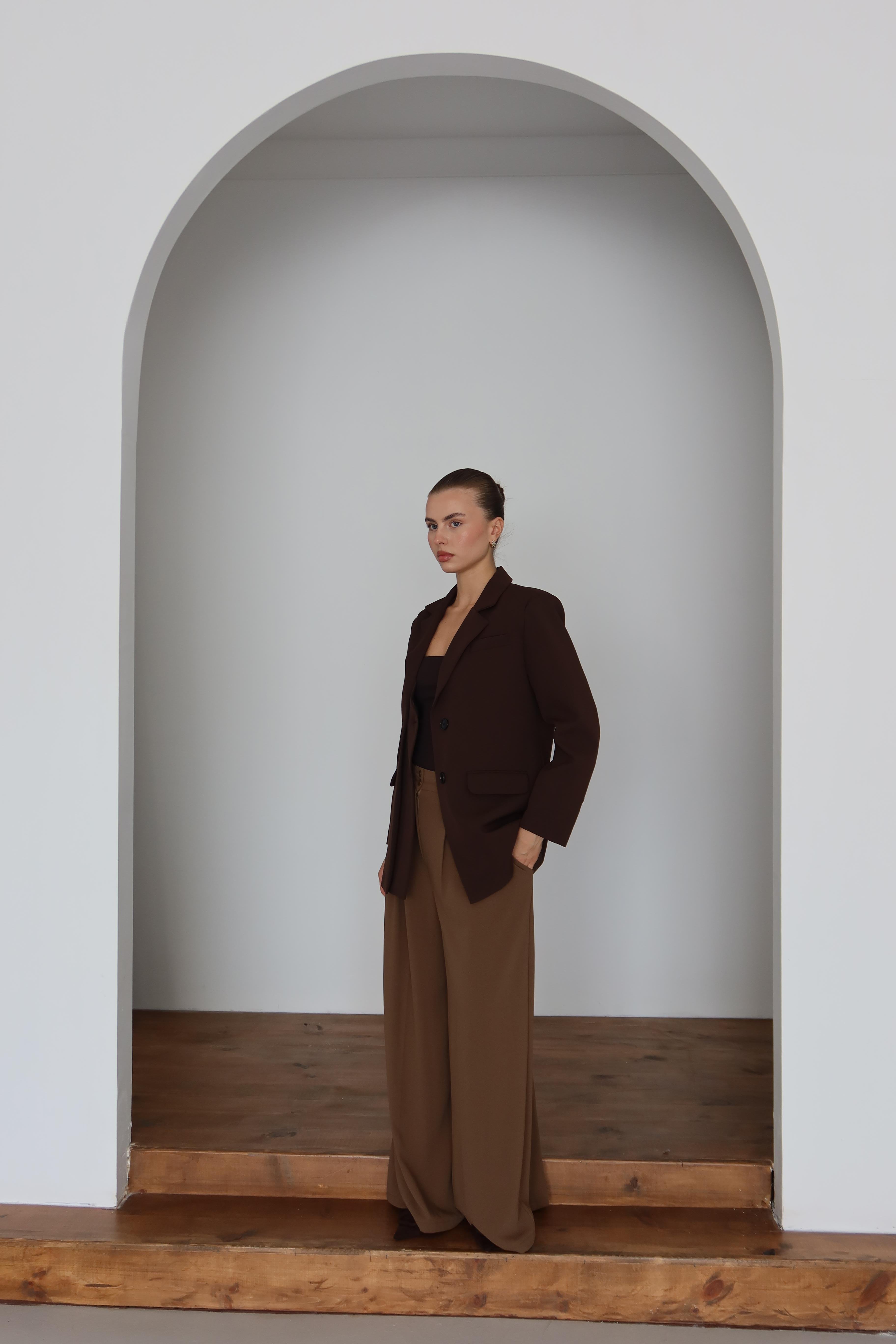 Oversize Düğme Detay Blazer