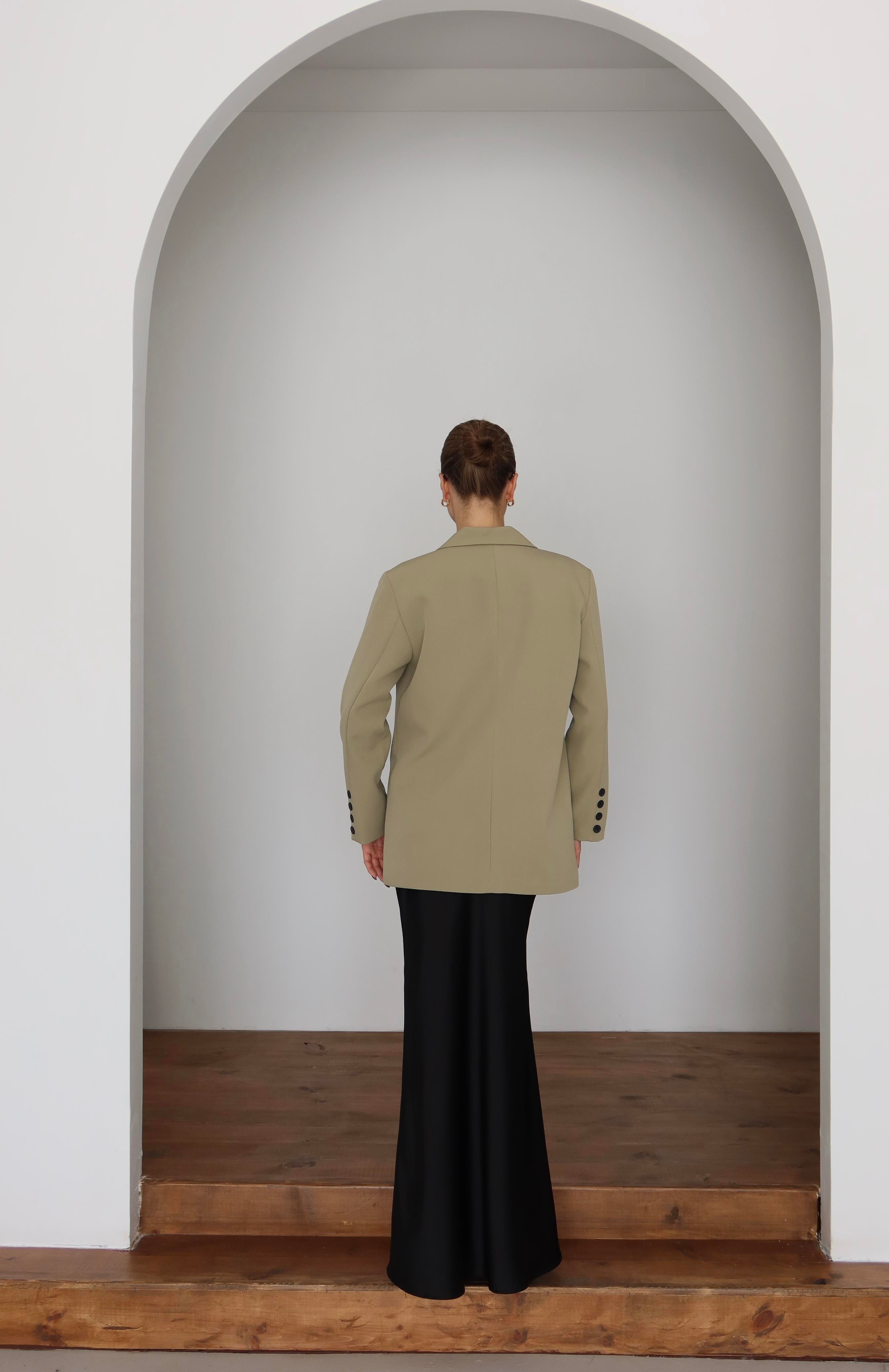 Oversize Düğme Detay Blazer