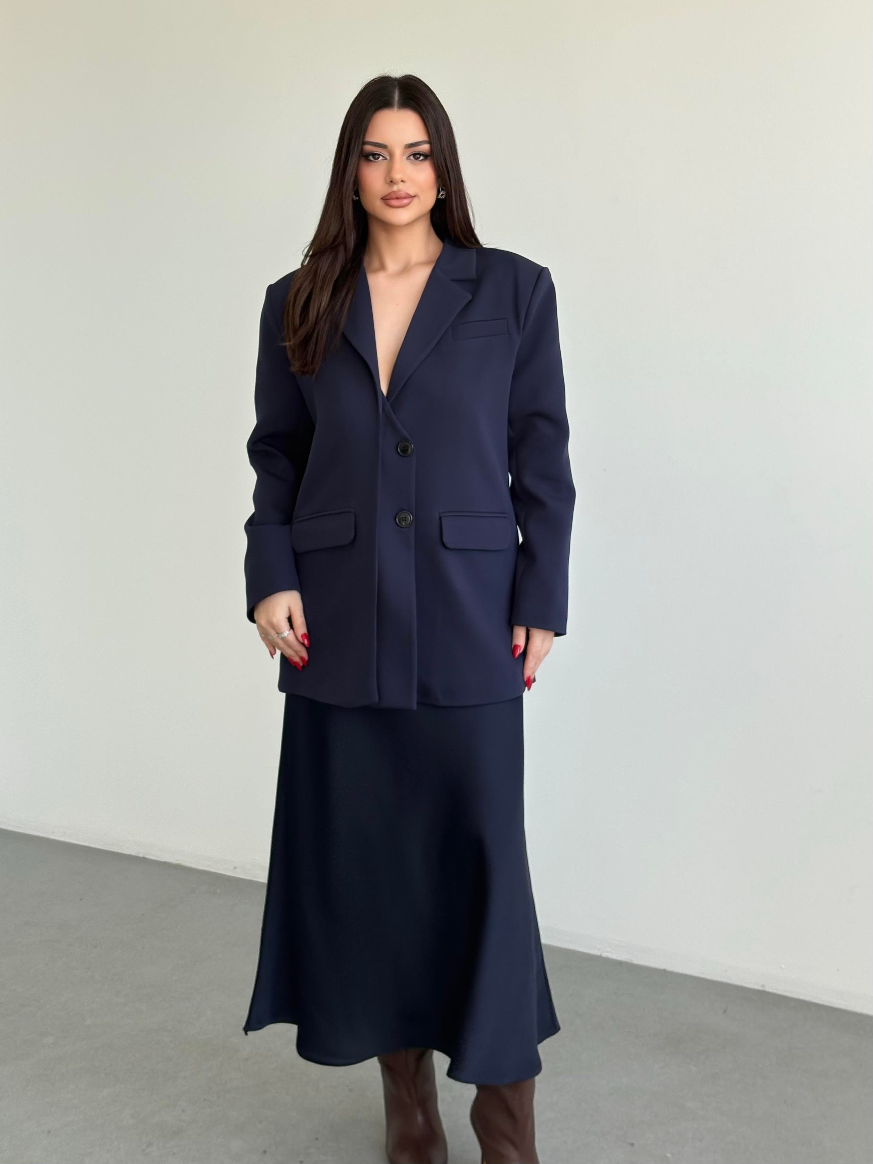 Oversize Düğme Detay Blazer