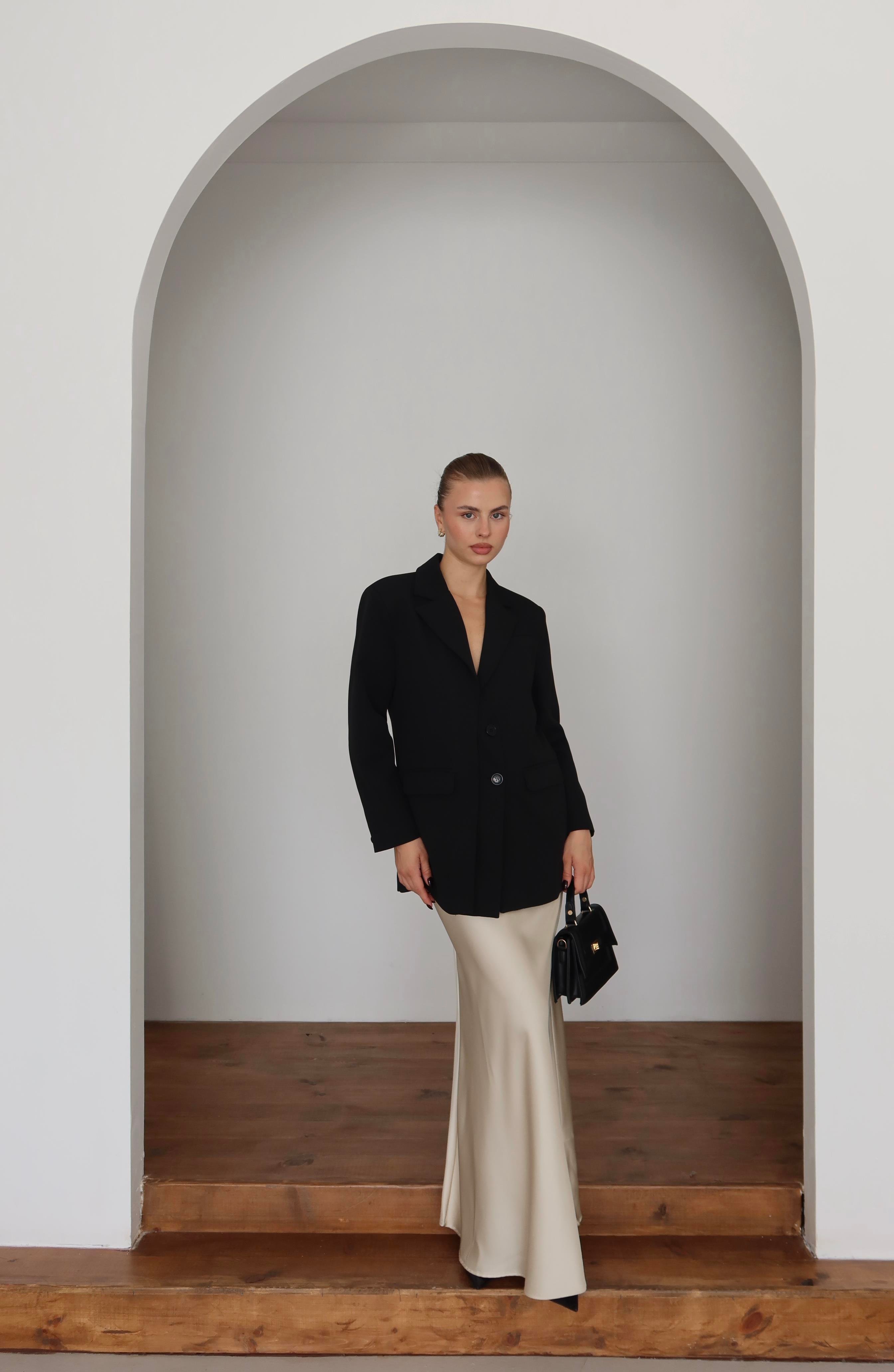 Oversize Düğme Detay Blazer