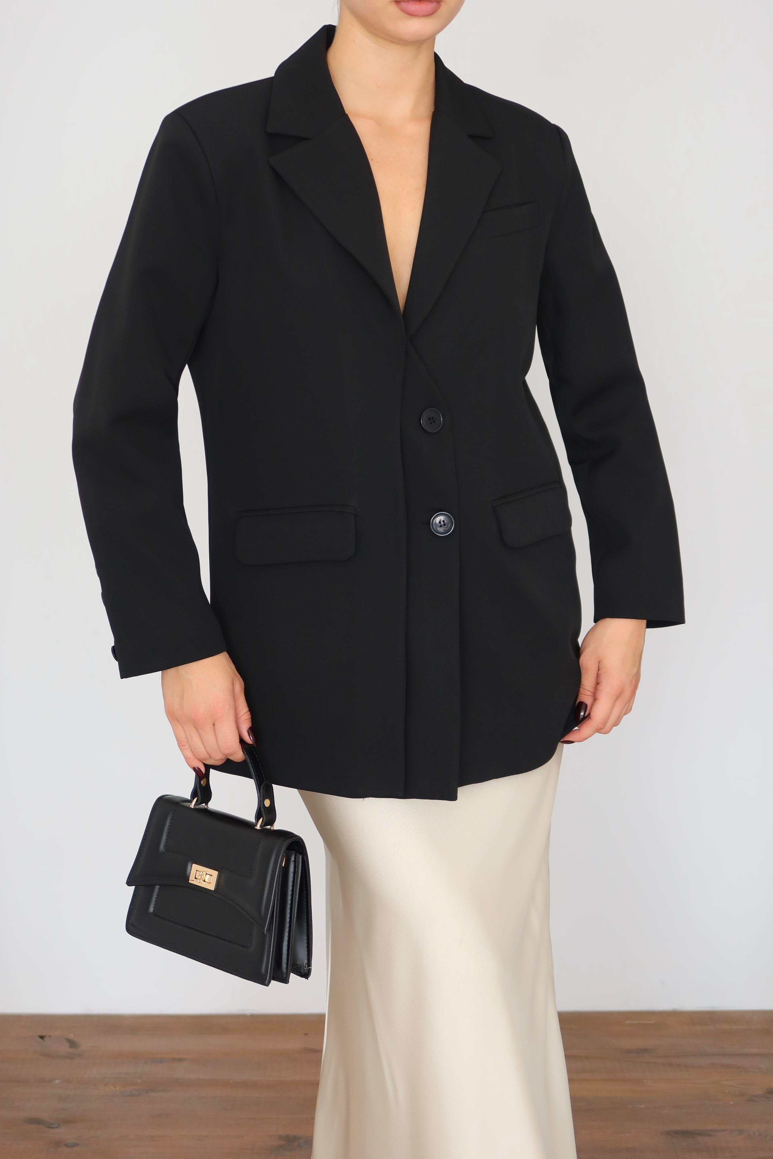 Oversize Düğme Detay Blazer