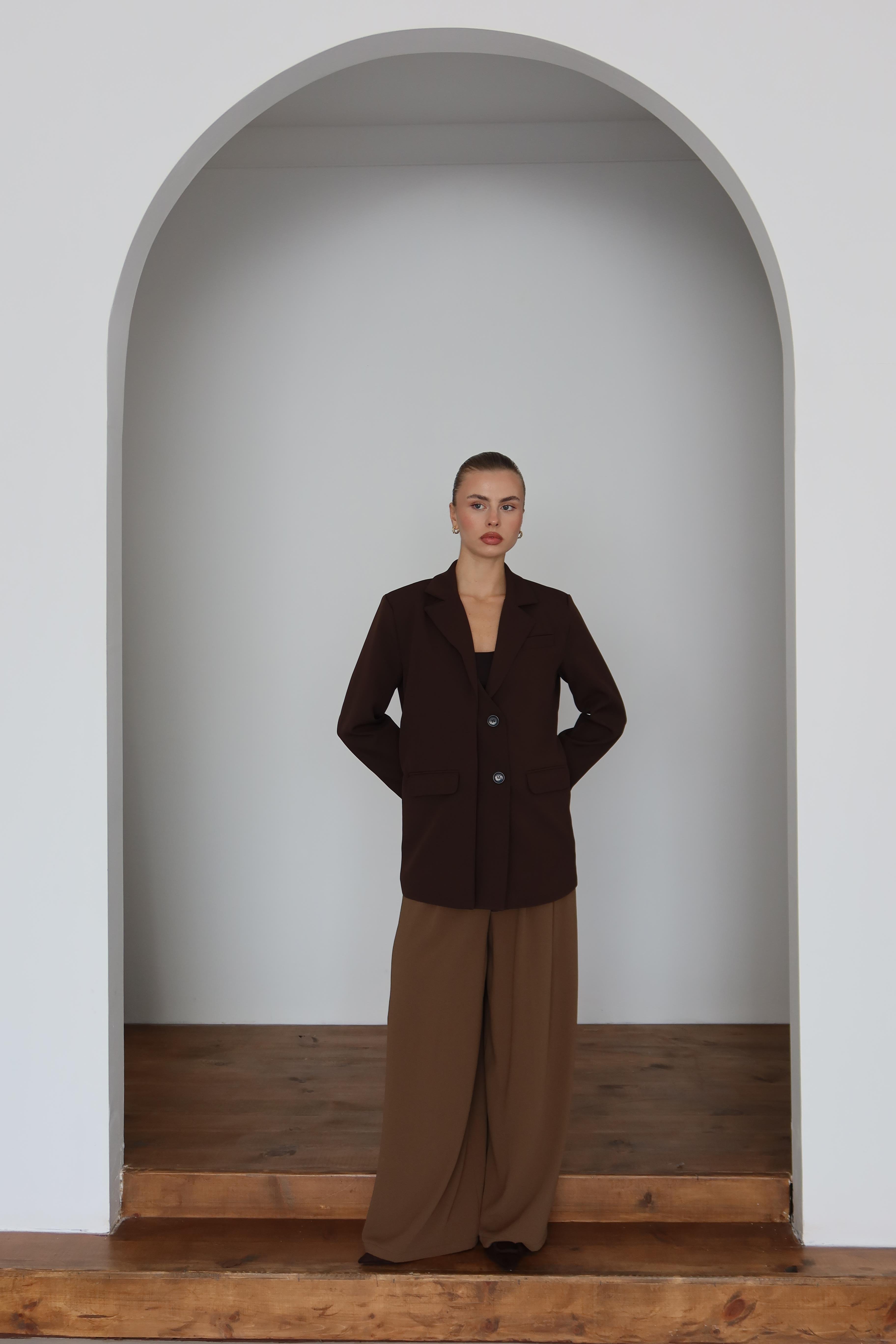 Oversize Düğme Detay Blazer