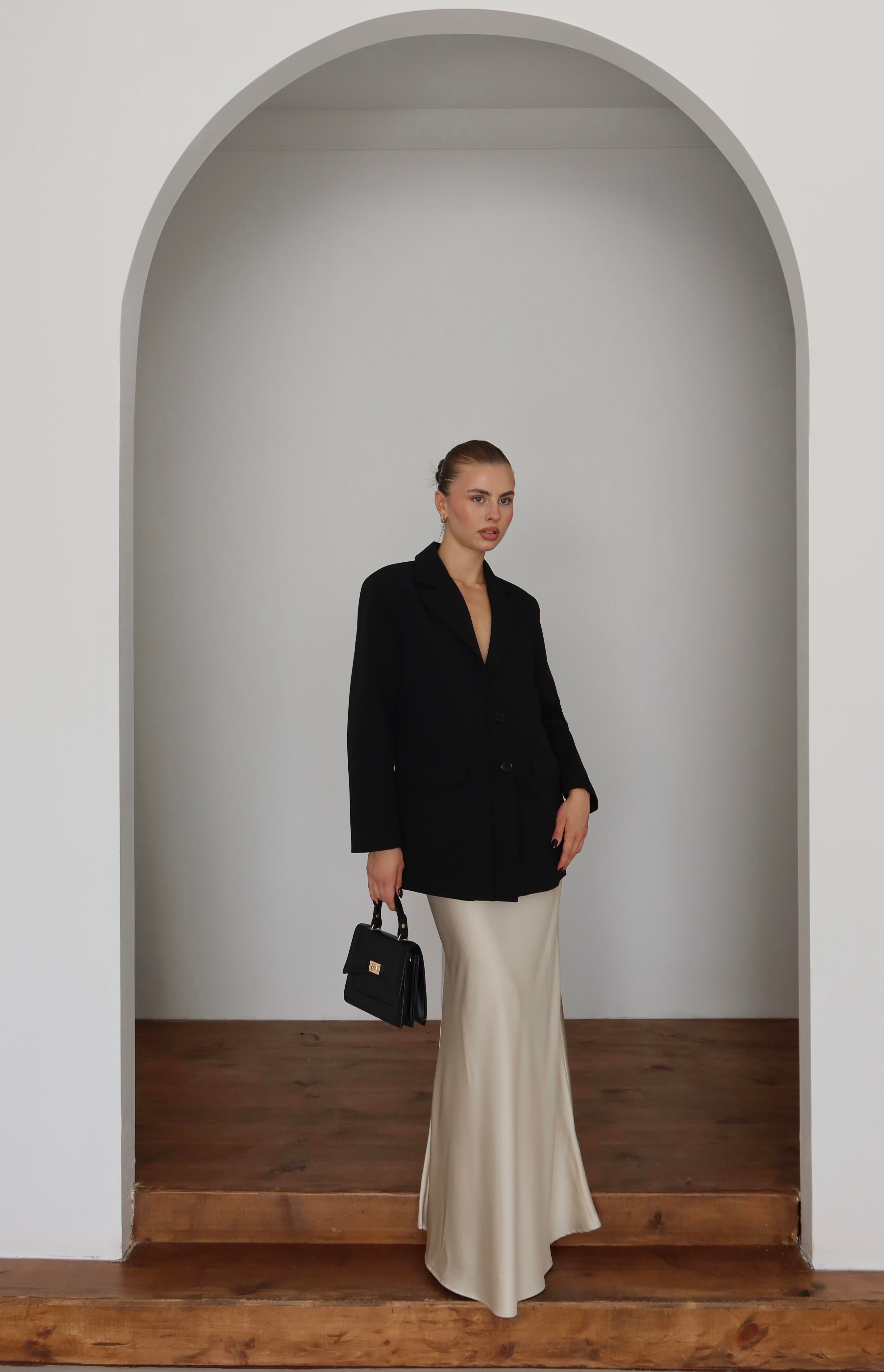 Oversize Düğme Detay Blazer