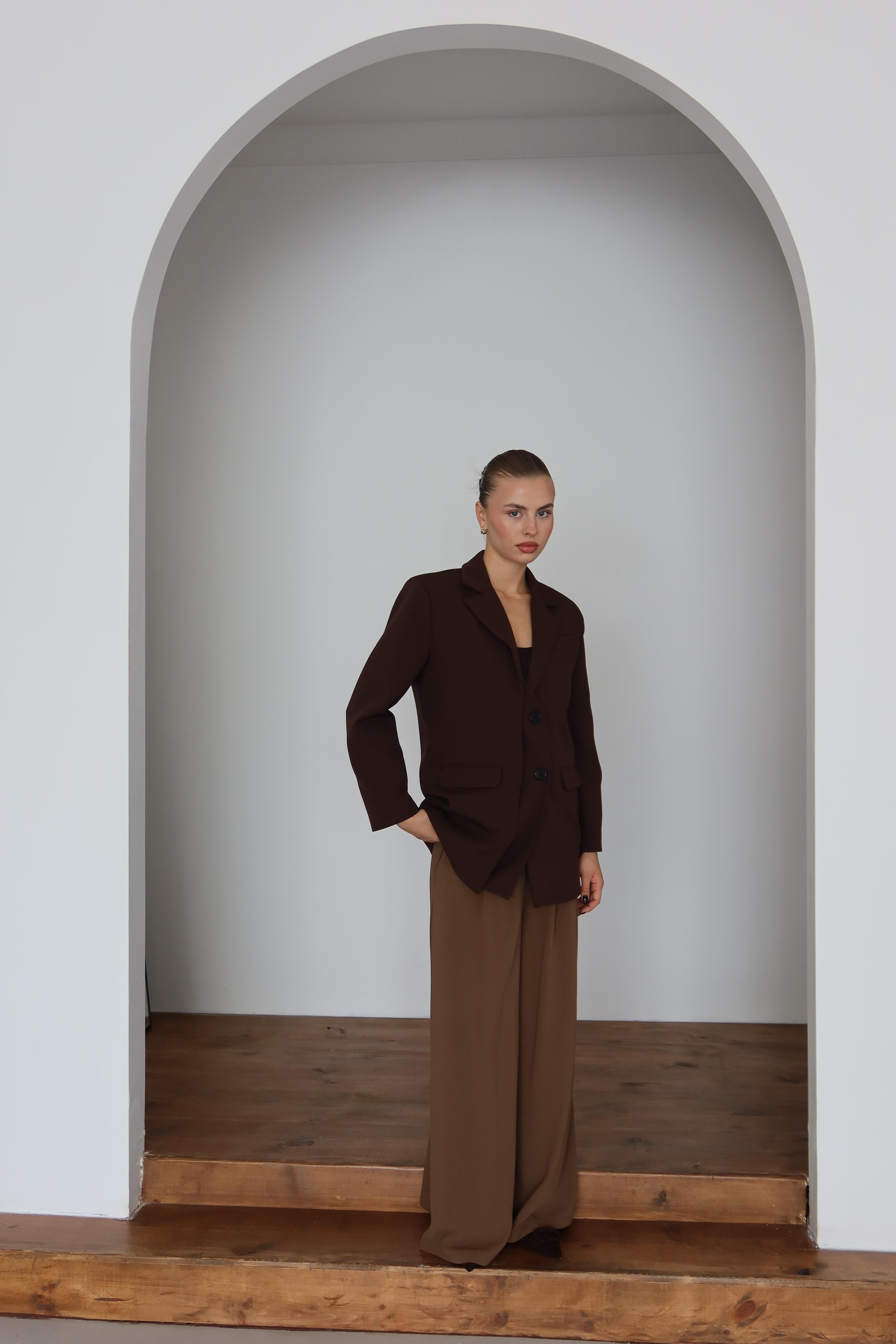 Oversize Düğme Detay Blazer