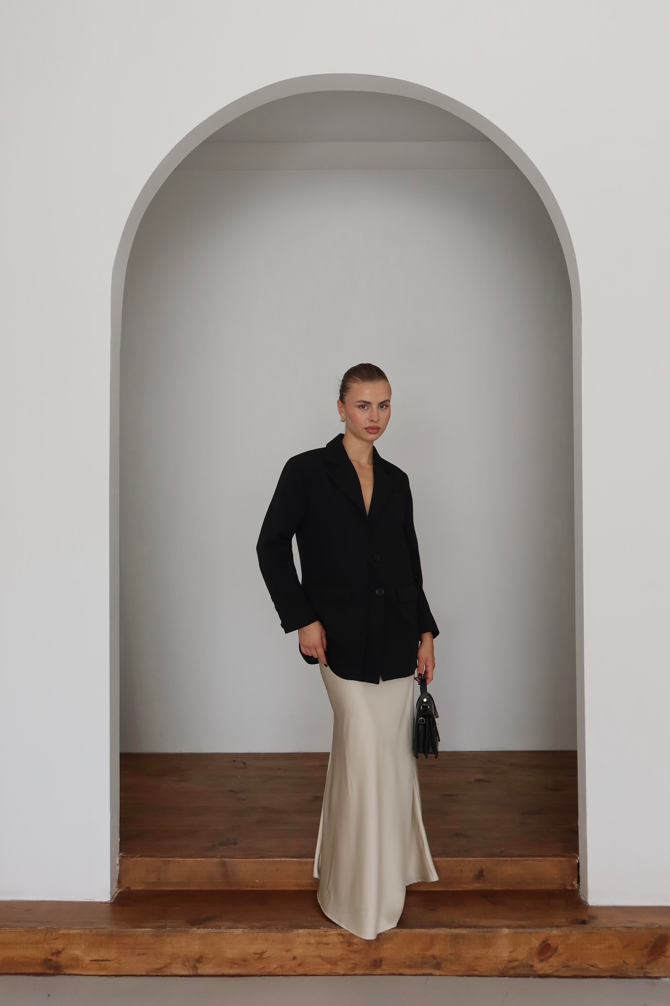 Oversize Düğme Detay Blazer
