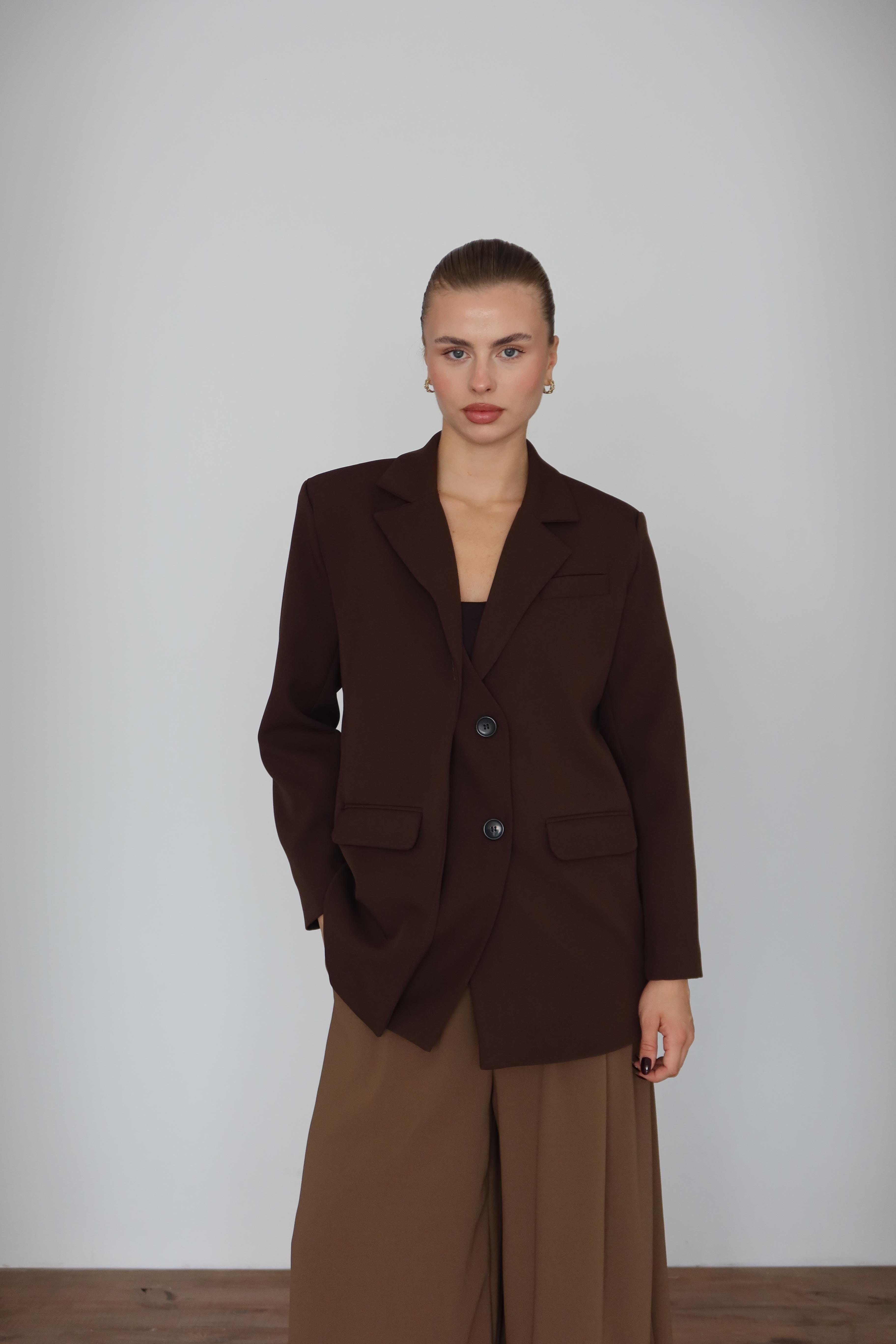 Oversize Düğme Detay Blazer