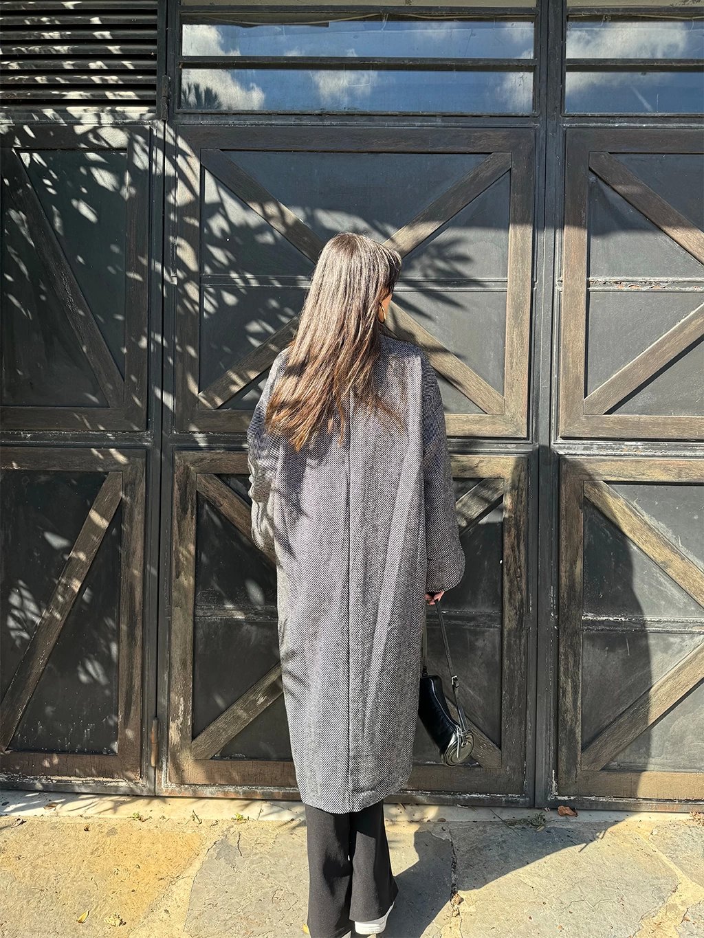 Oversize Kaşe Balık Sırtı Kaban