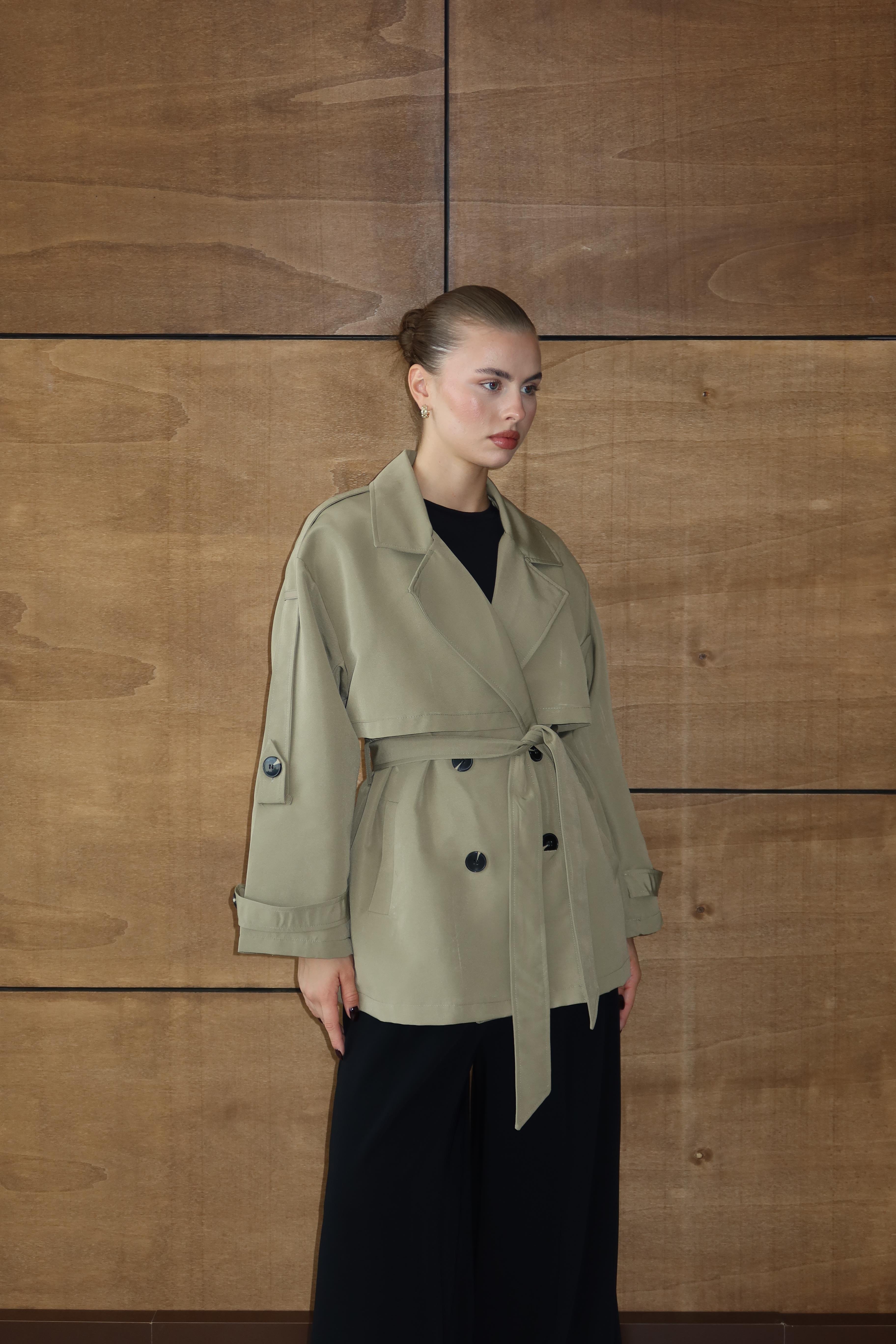 Oversize Mid Trençkot Haki