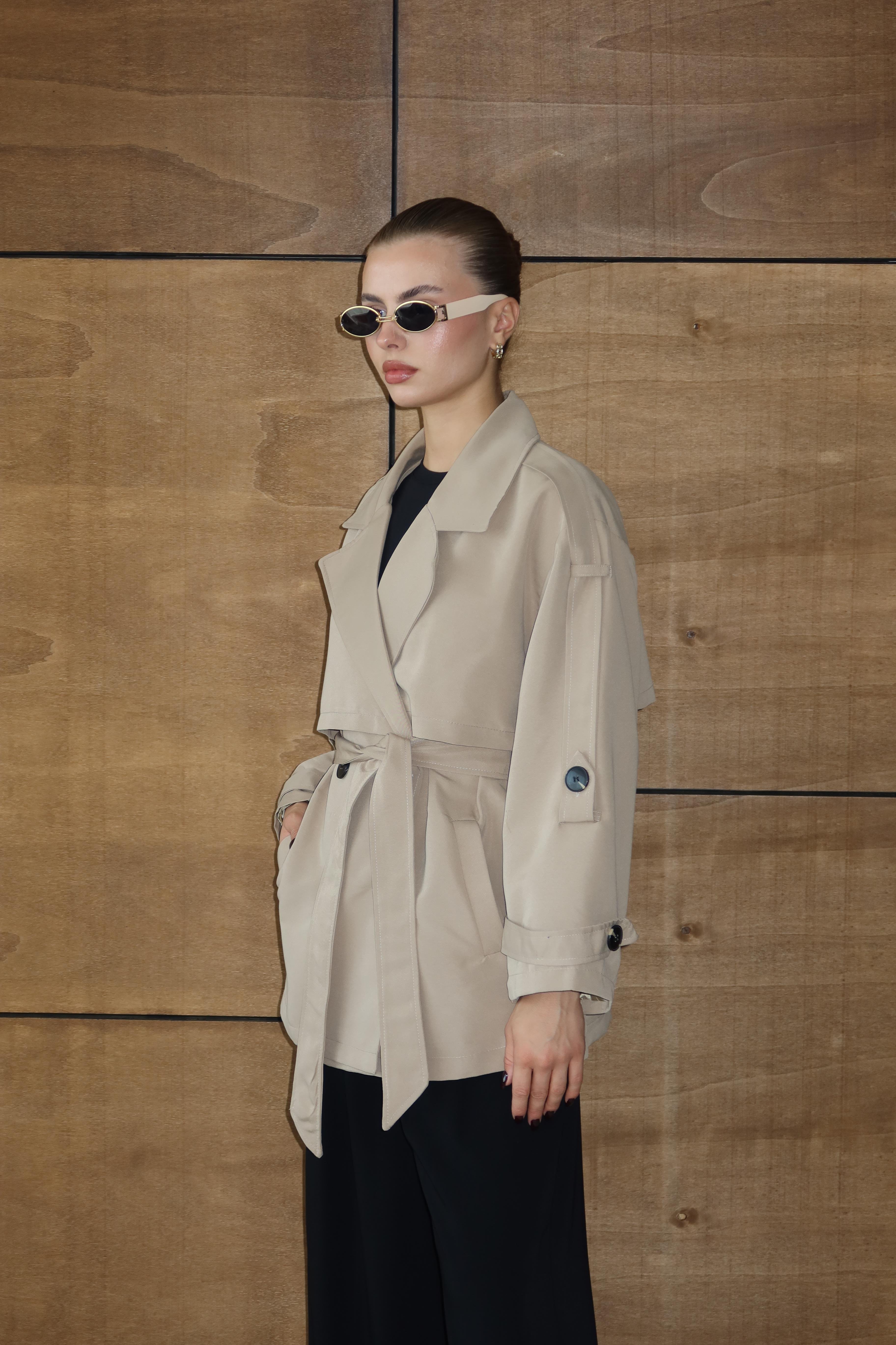 Oversize Mid Trençkot Krem