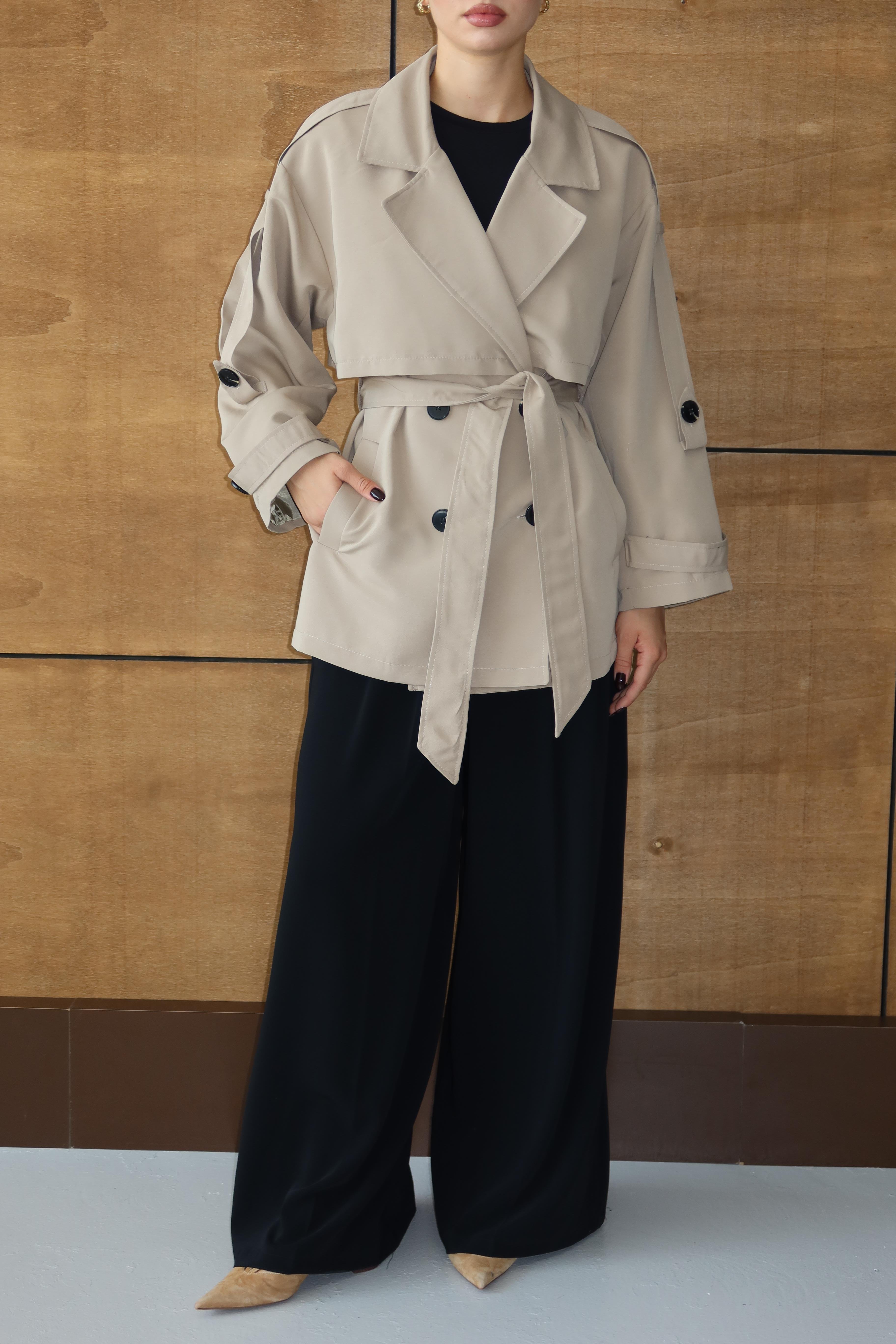 Oversize Mid Trençkot Krem