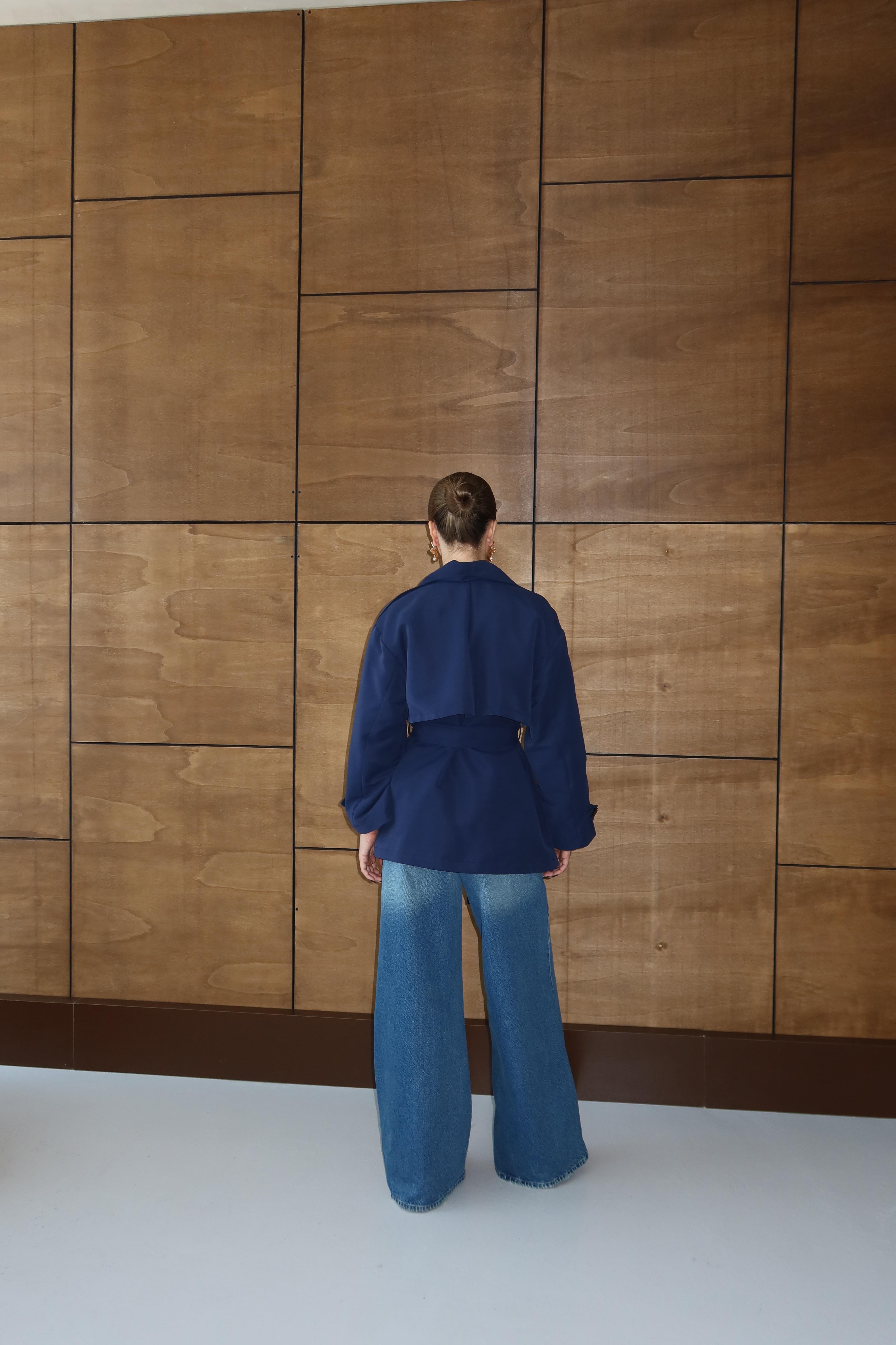 Oversize Mid Trençkot Lacivert
