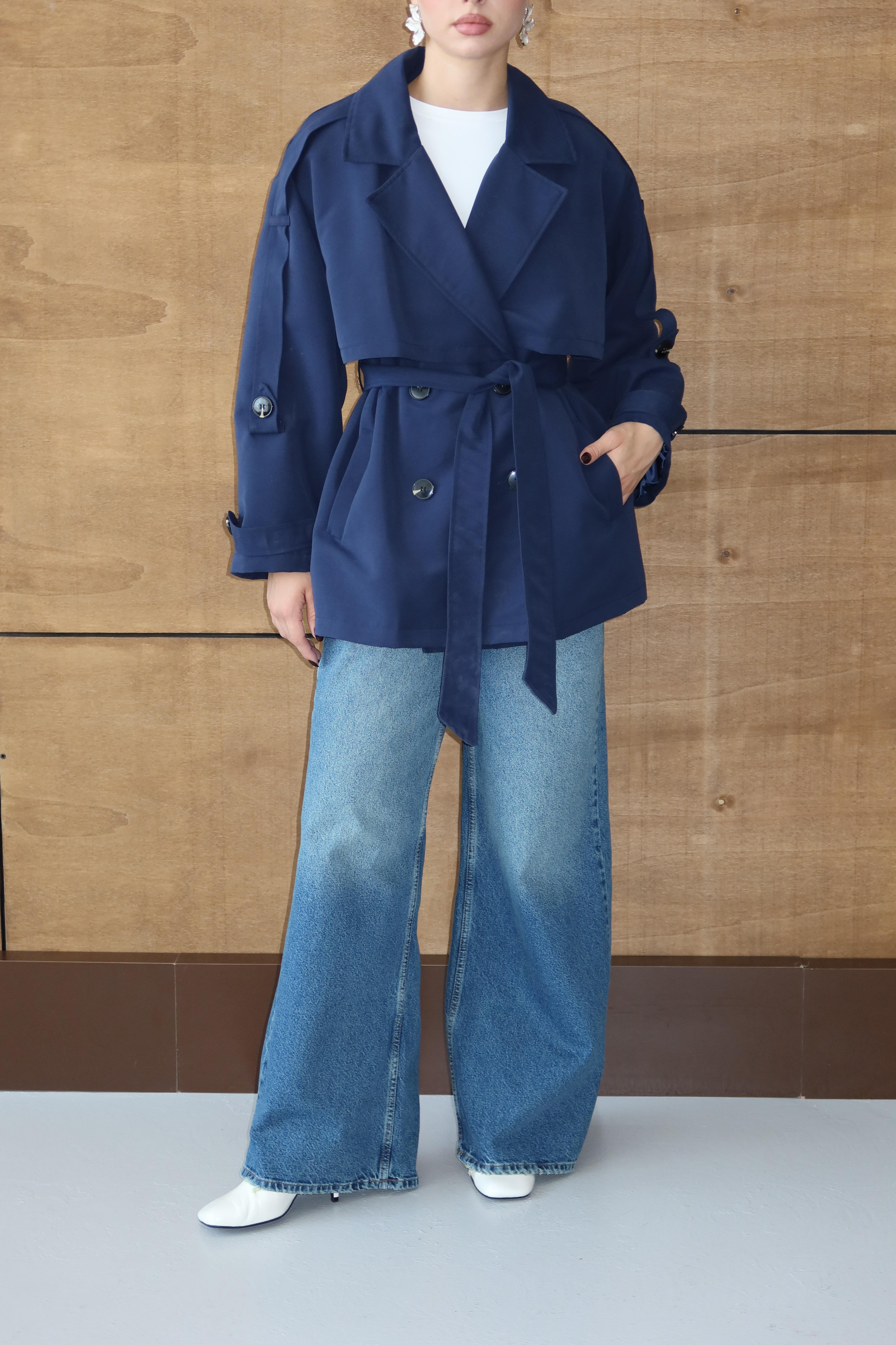 Oversize Mid Trençkot Lacivert