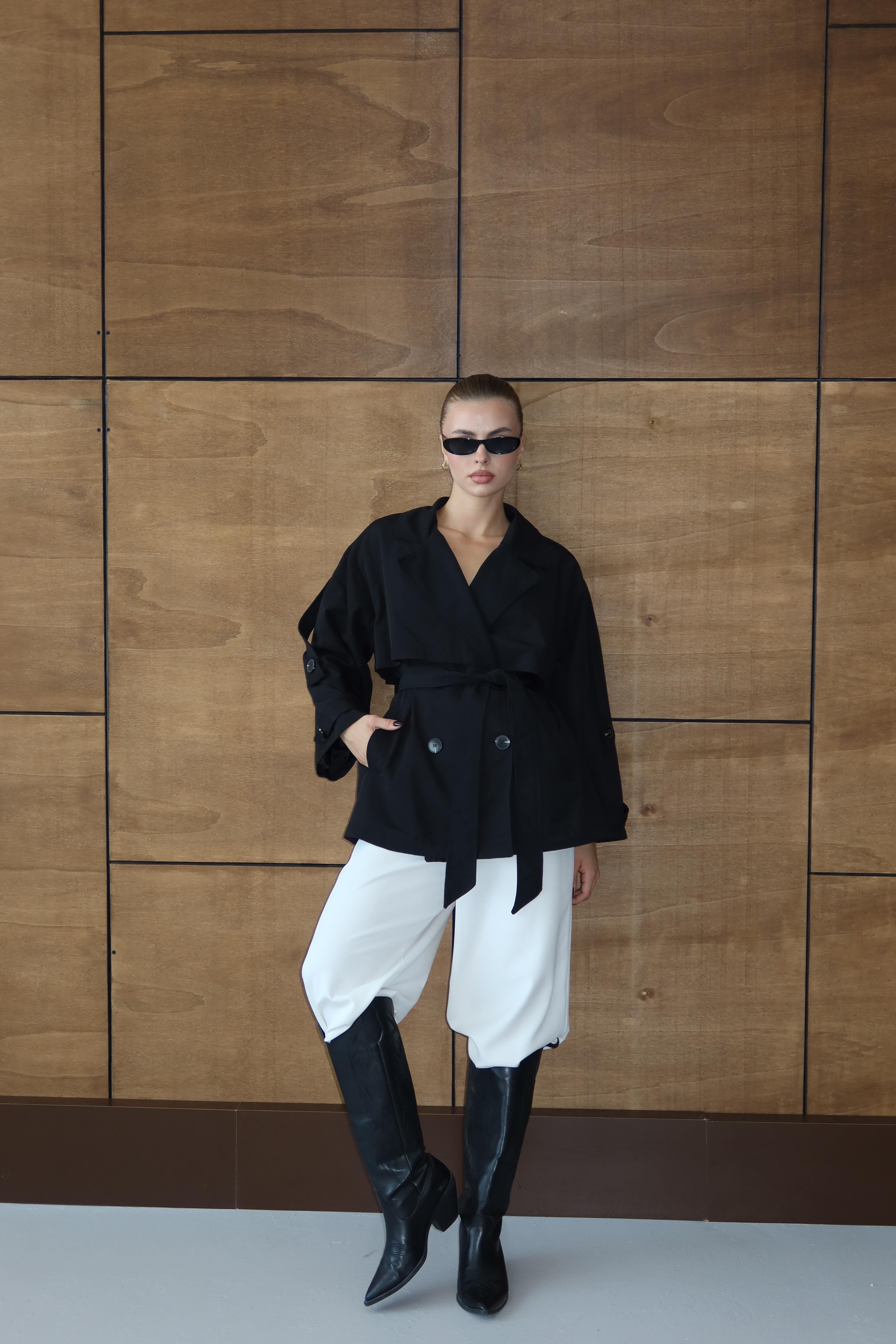 Oversize Mid Trençkot Siyah