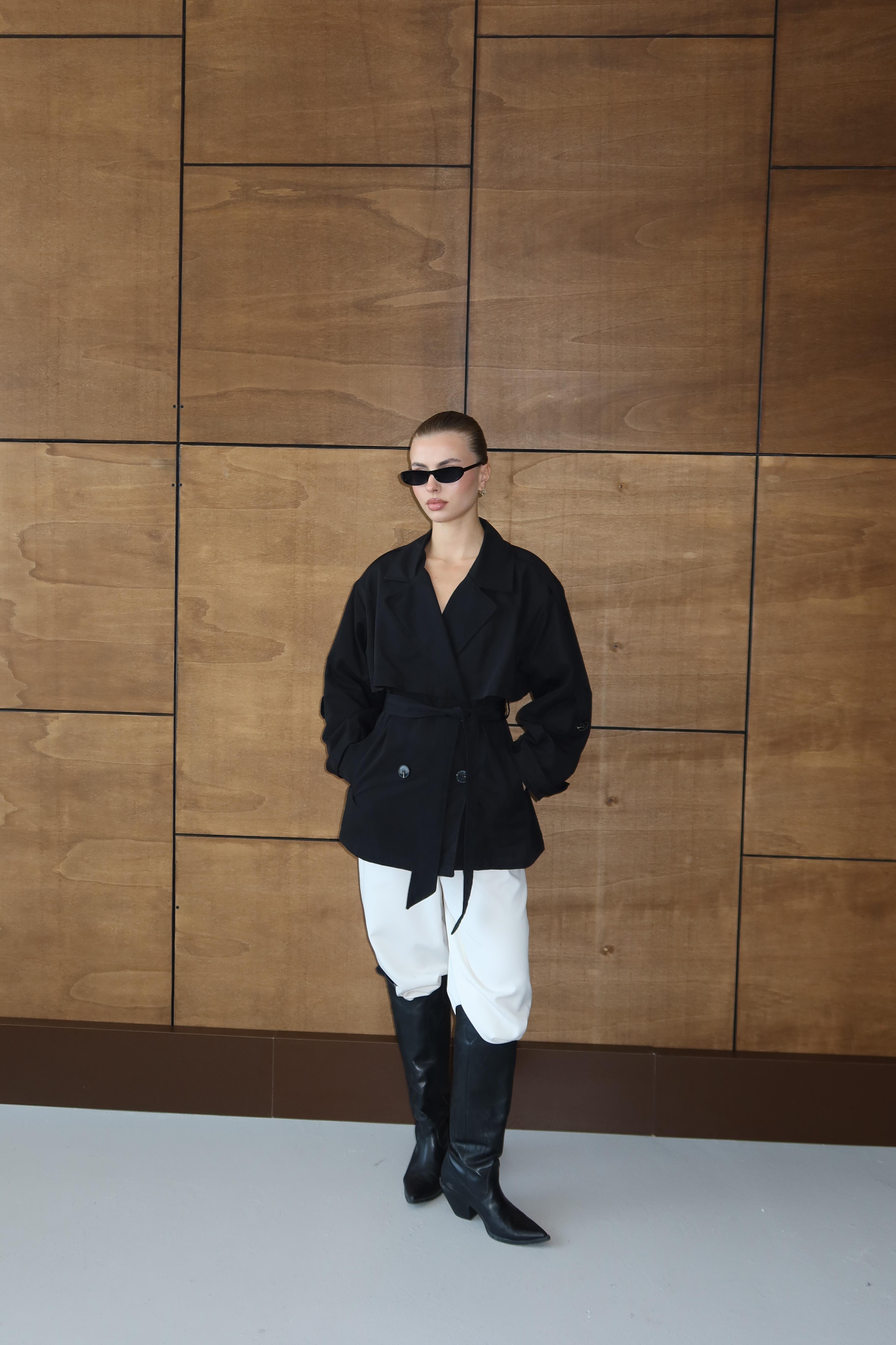 Oversize Mid Trençkot Siyah