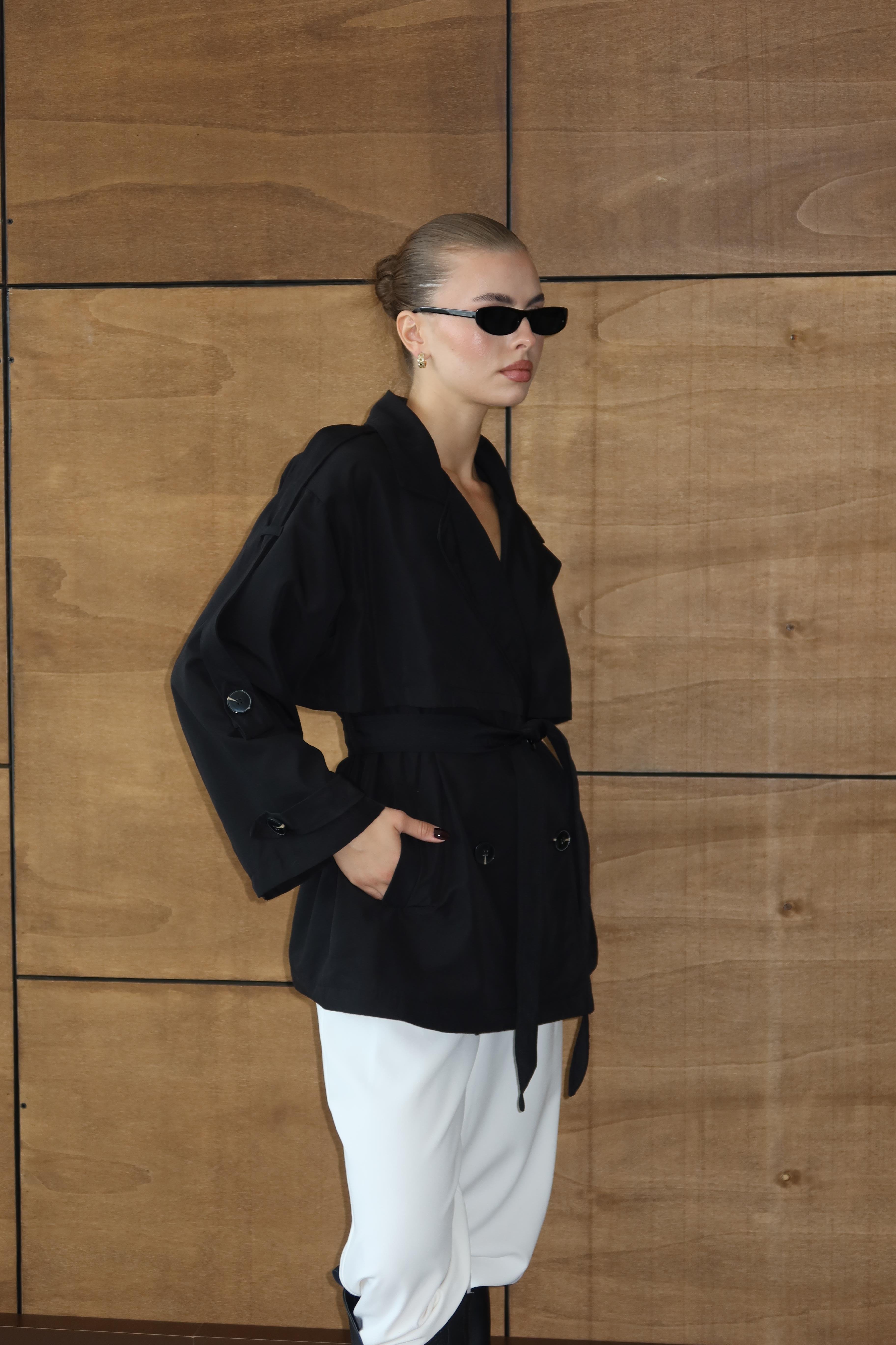 Oversize Mid Trençkot Siyah