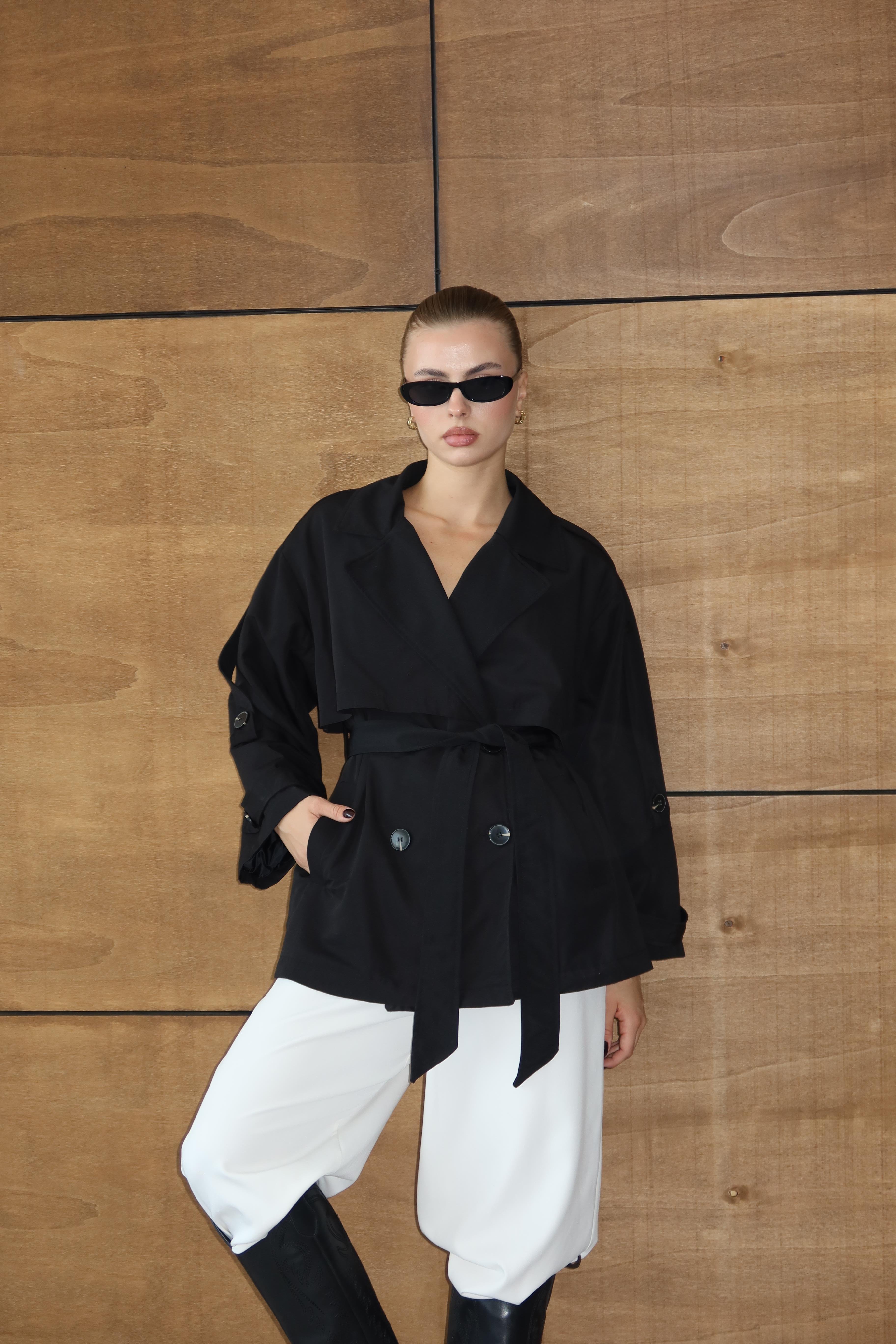 Oversize Mid Trençkot Siyah