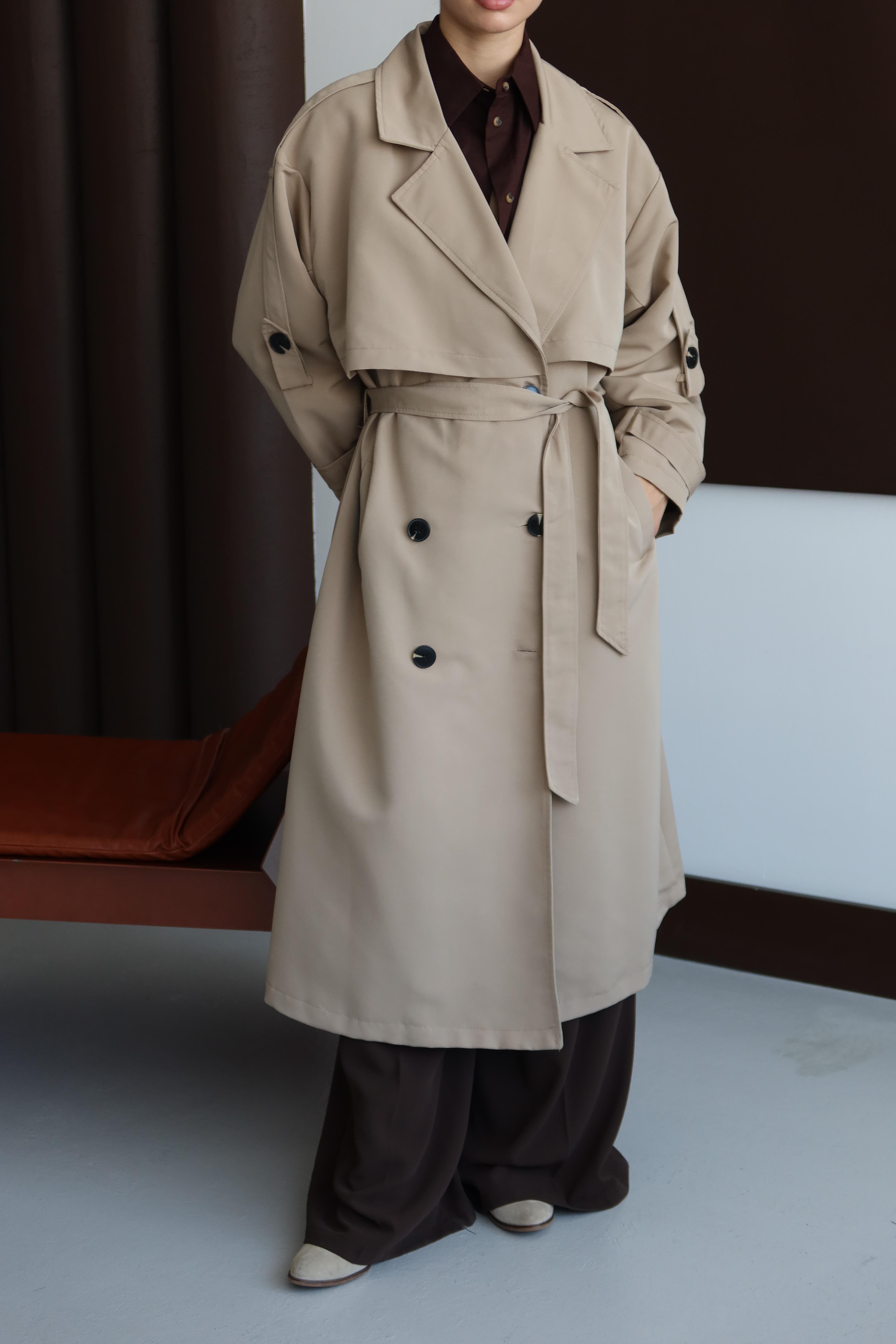 Oversize Premium Trençkot Krem