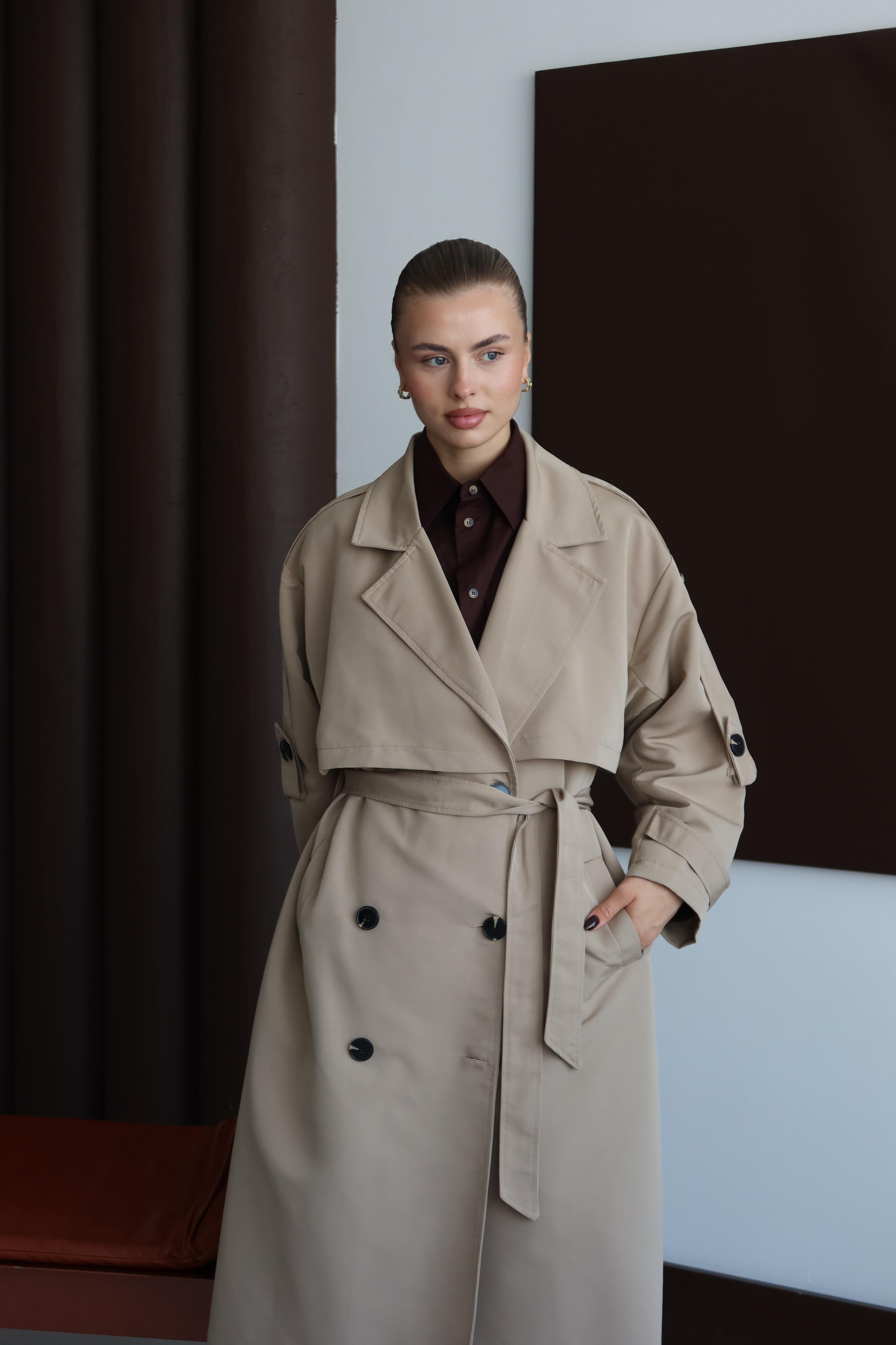 Oversize Premium Trençkot Krem