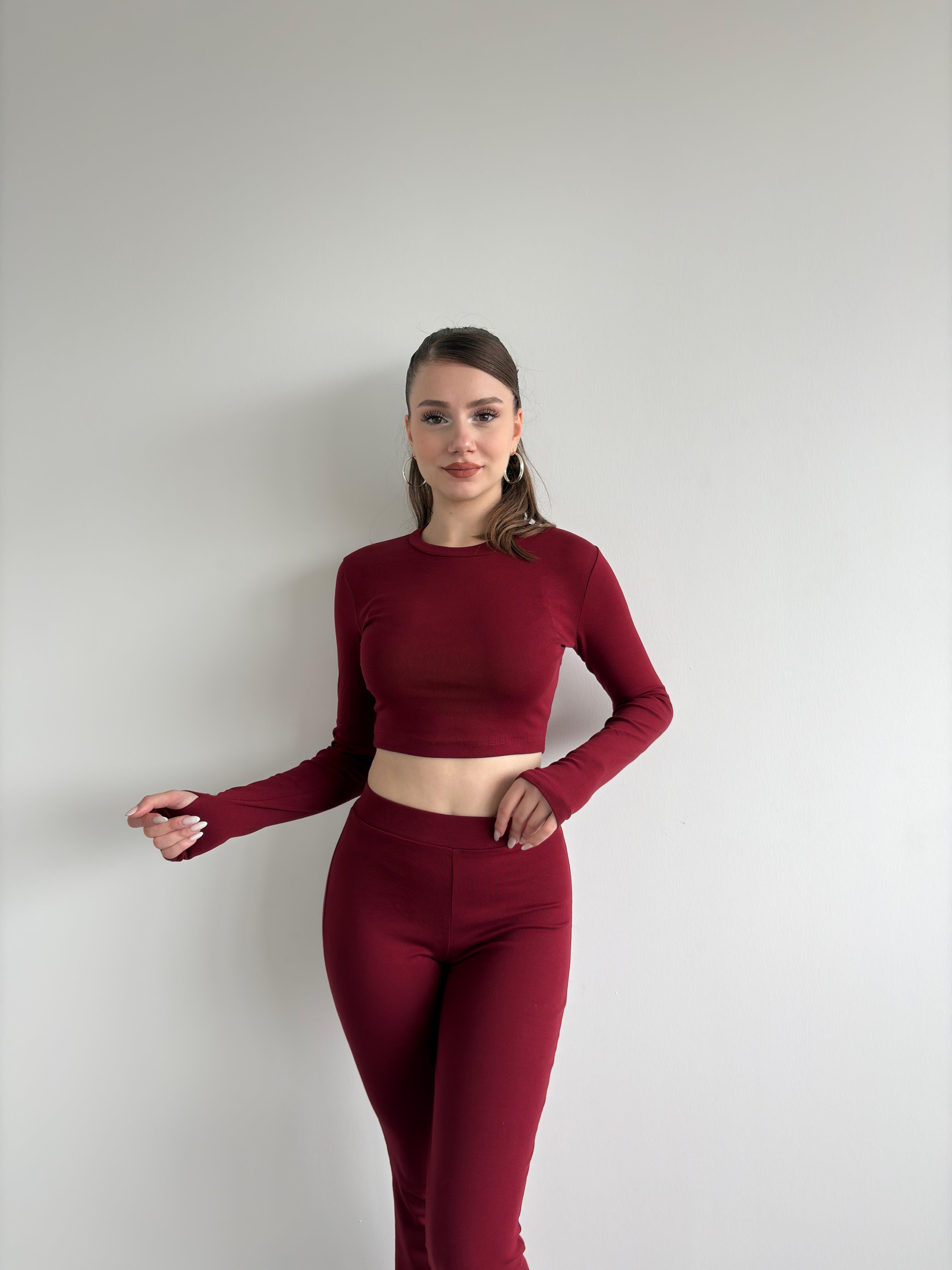 Parmak Geçmeli Crop Takım 