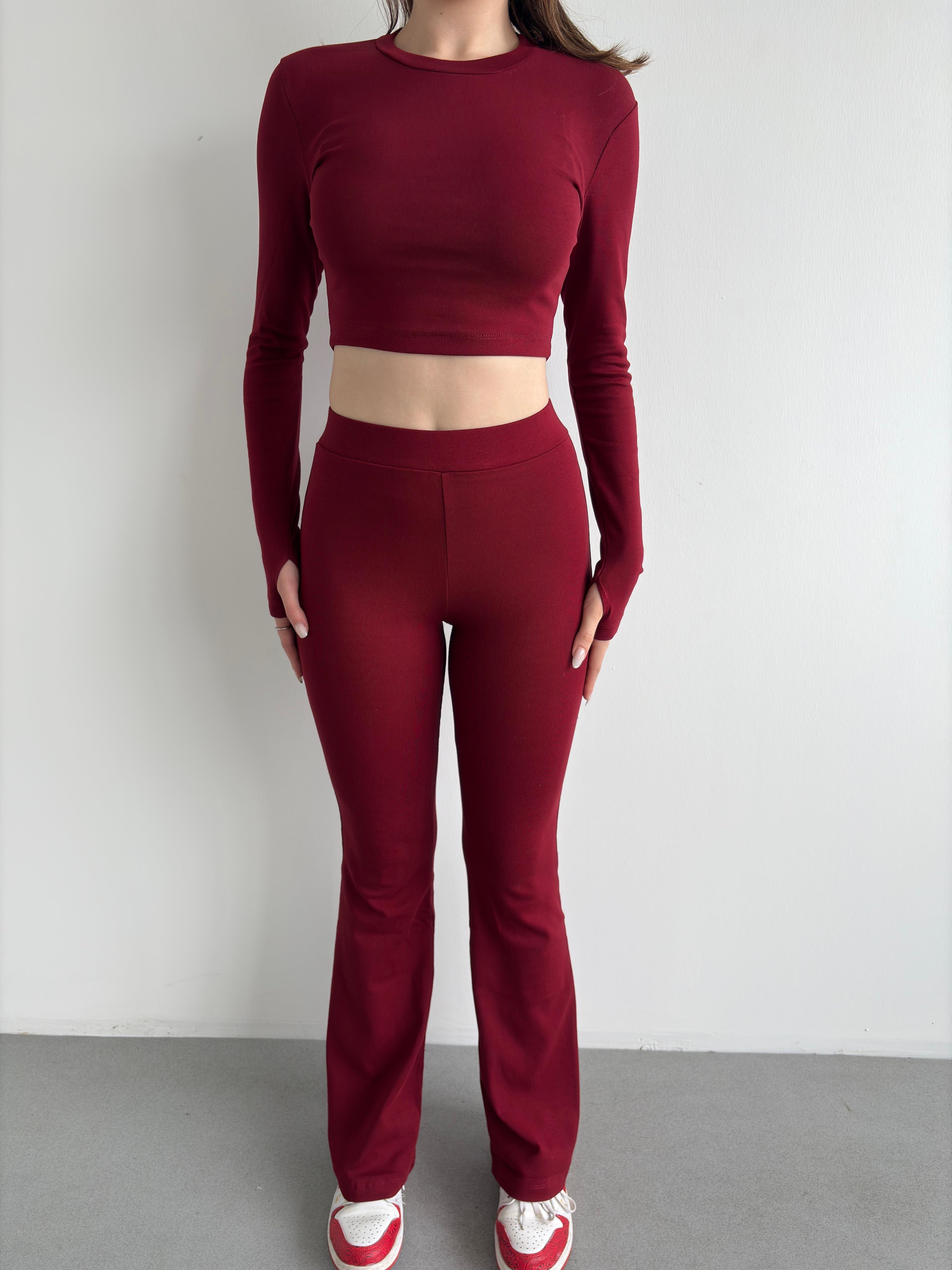 Parmak Geçmeli Crop Takım 