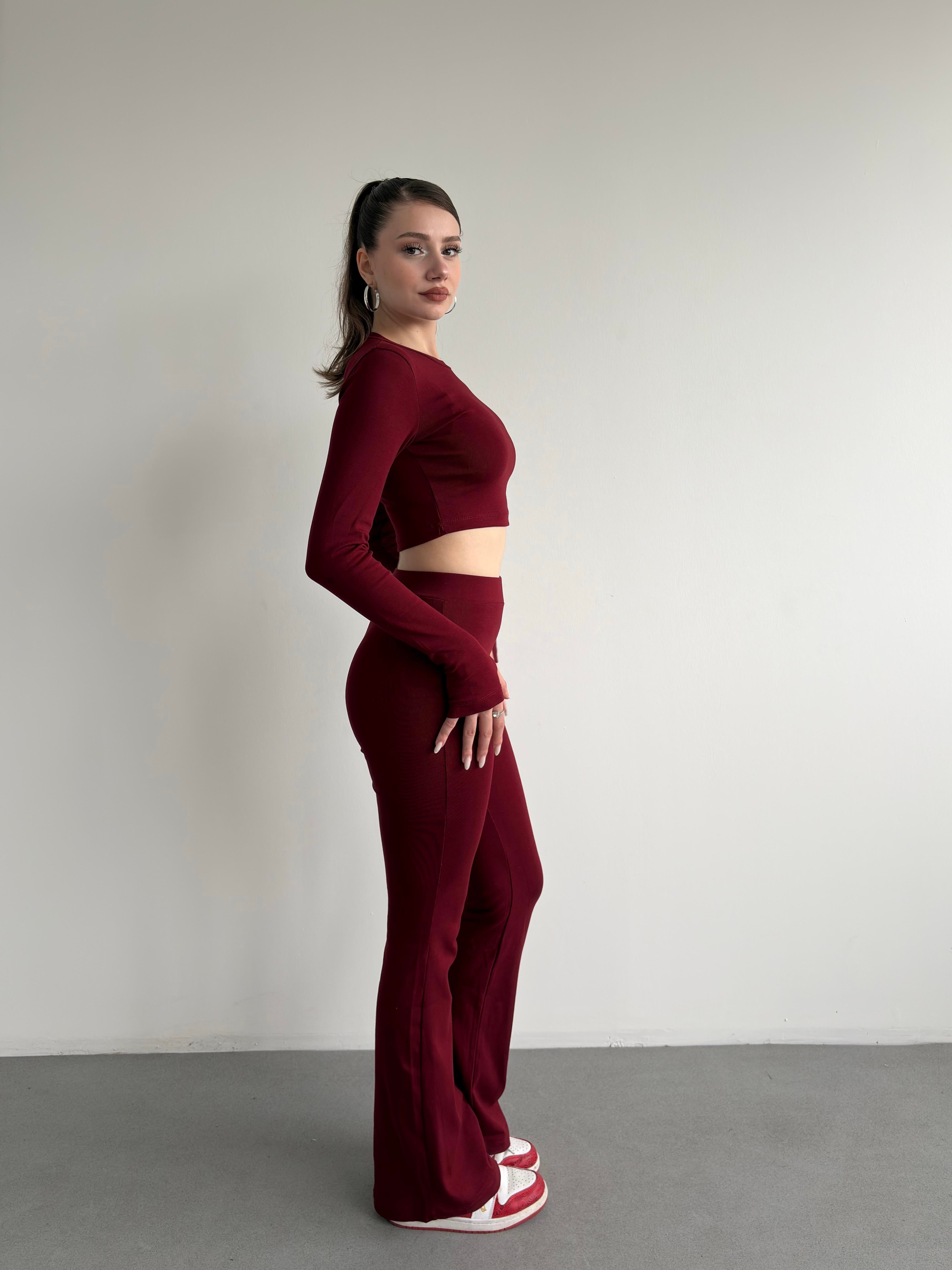 Parmak Geçmeli Crop Takım 