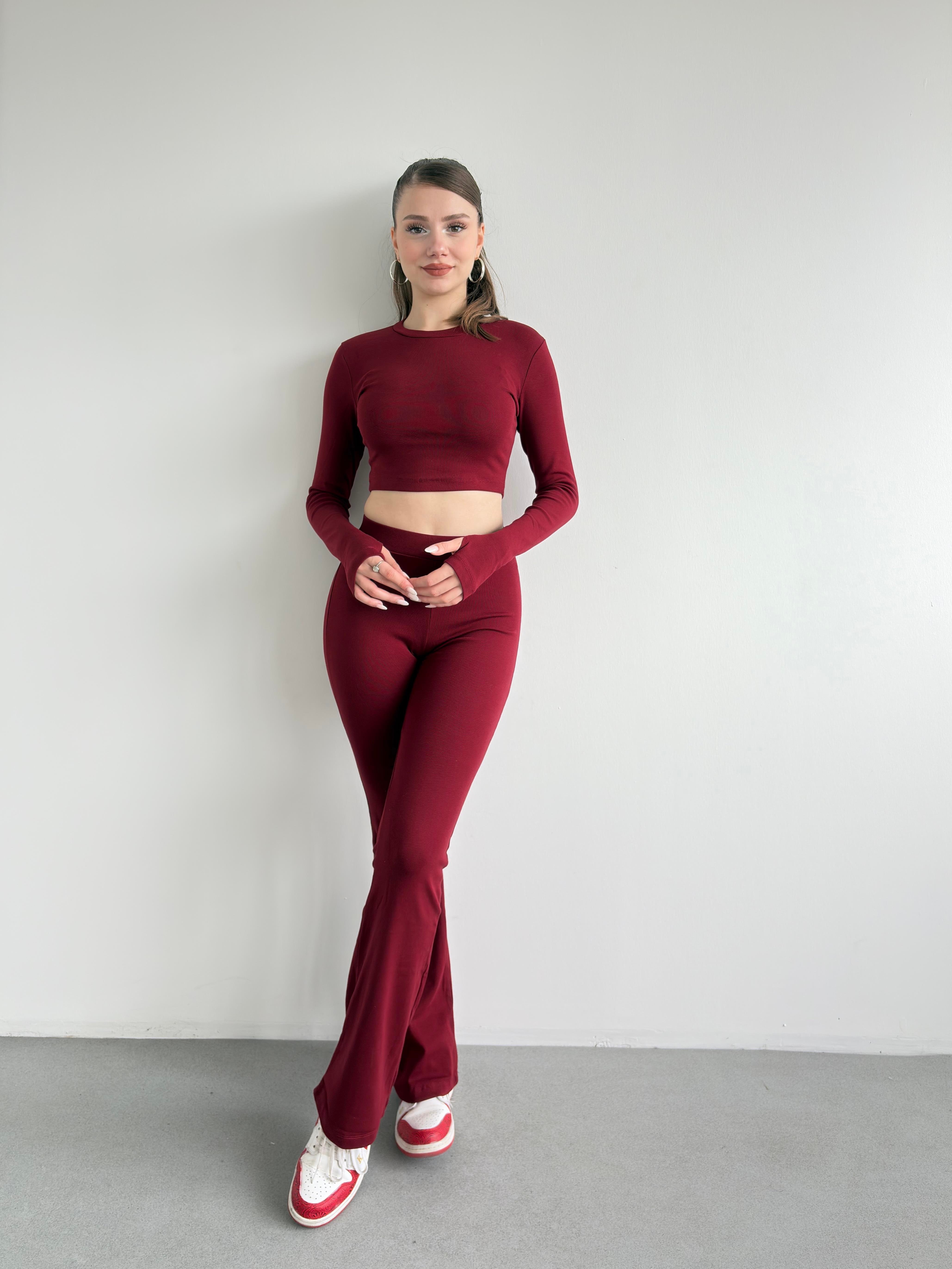 Parmak Geçmeli Crop Takım 