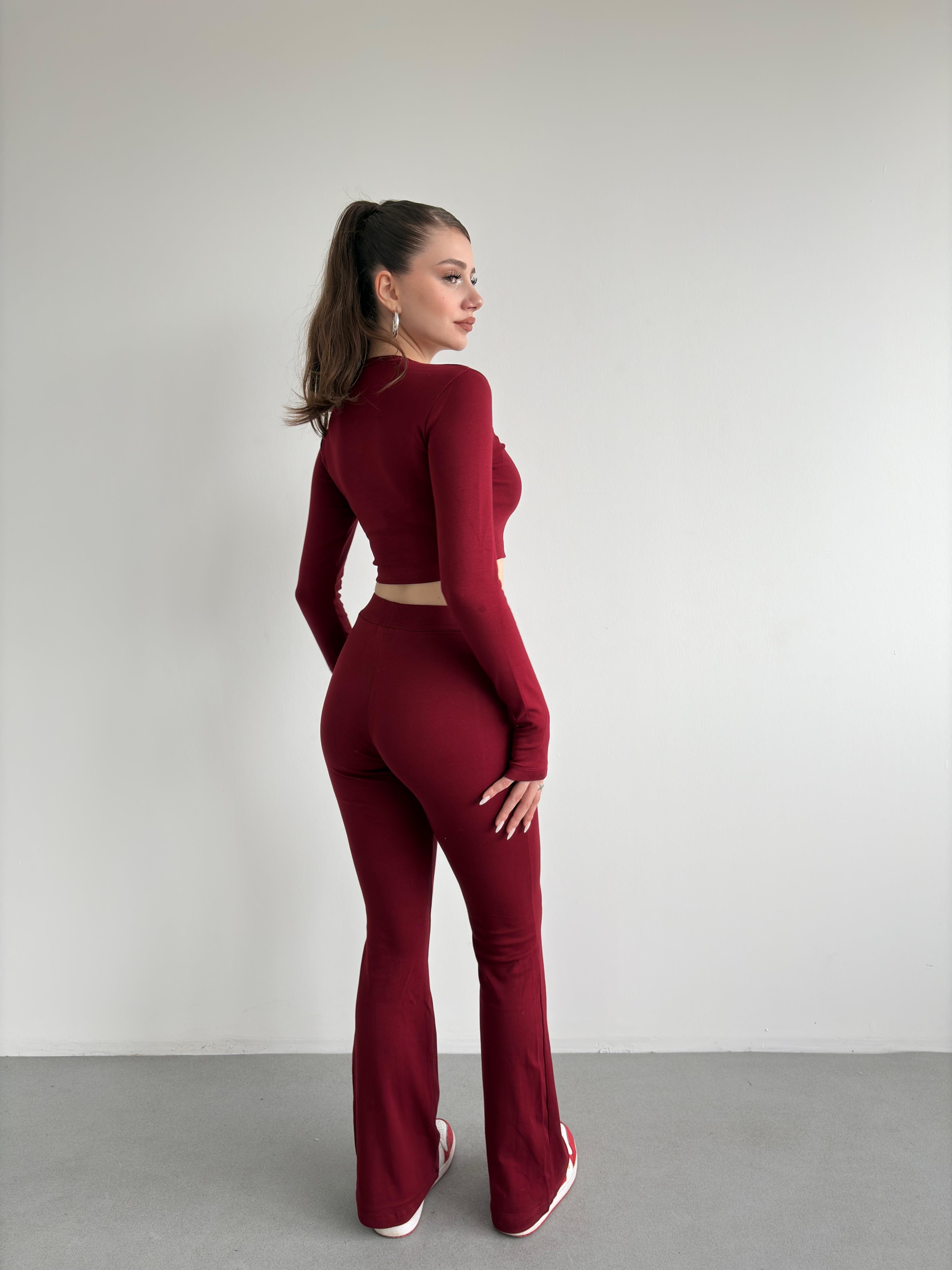 Parmak Geçmeli Crop Takım 