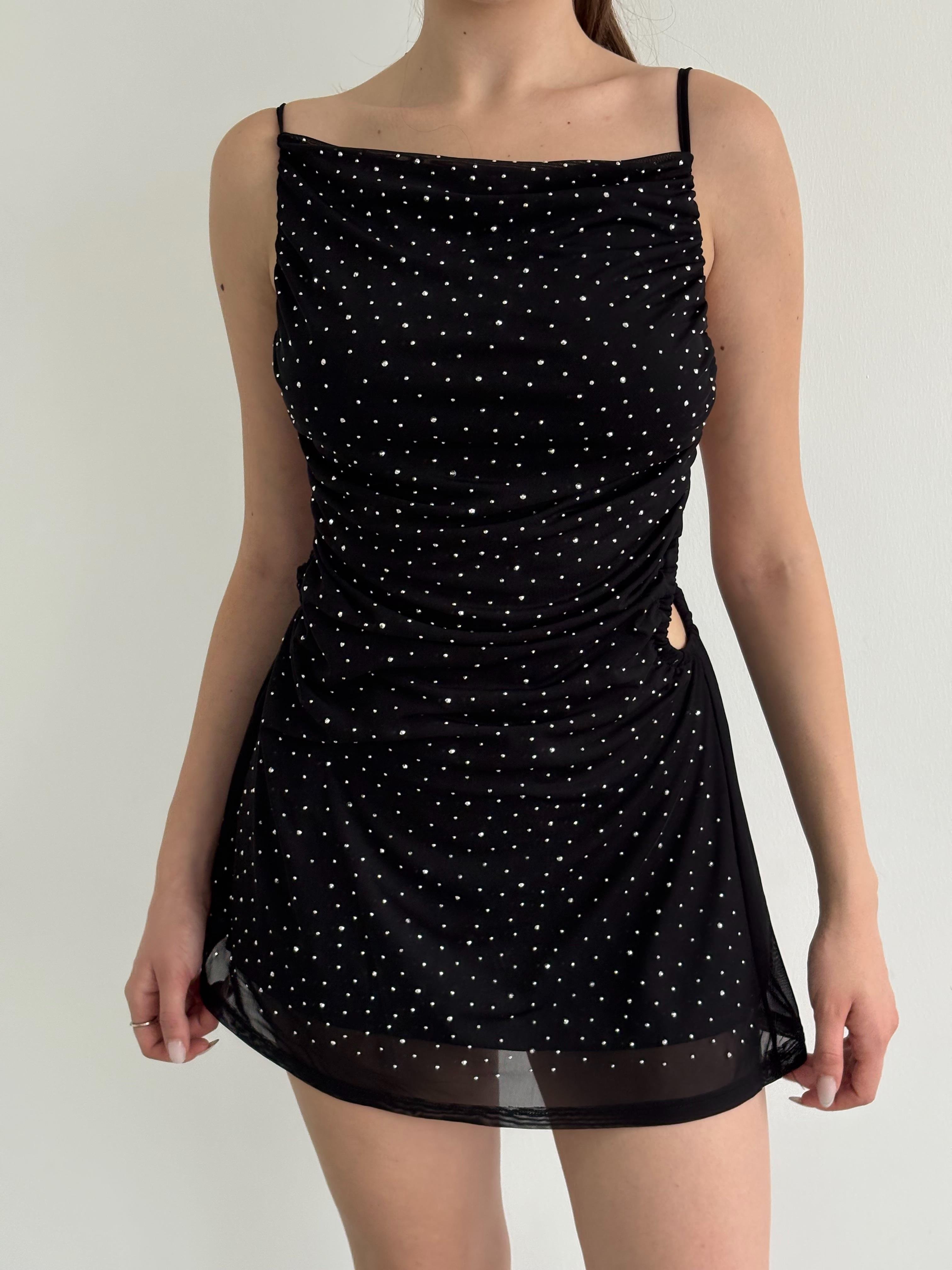Payetli Sırt Dekolteli Elbise 