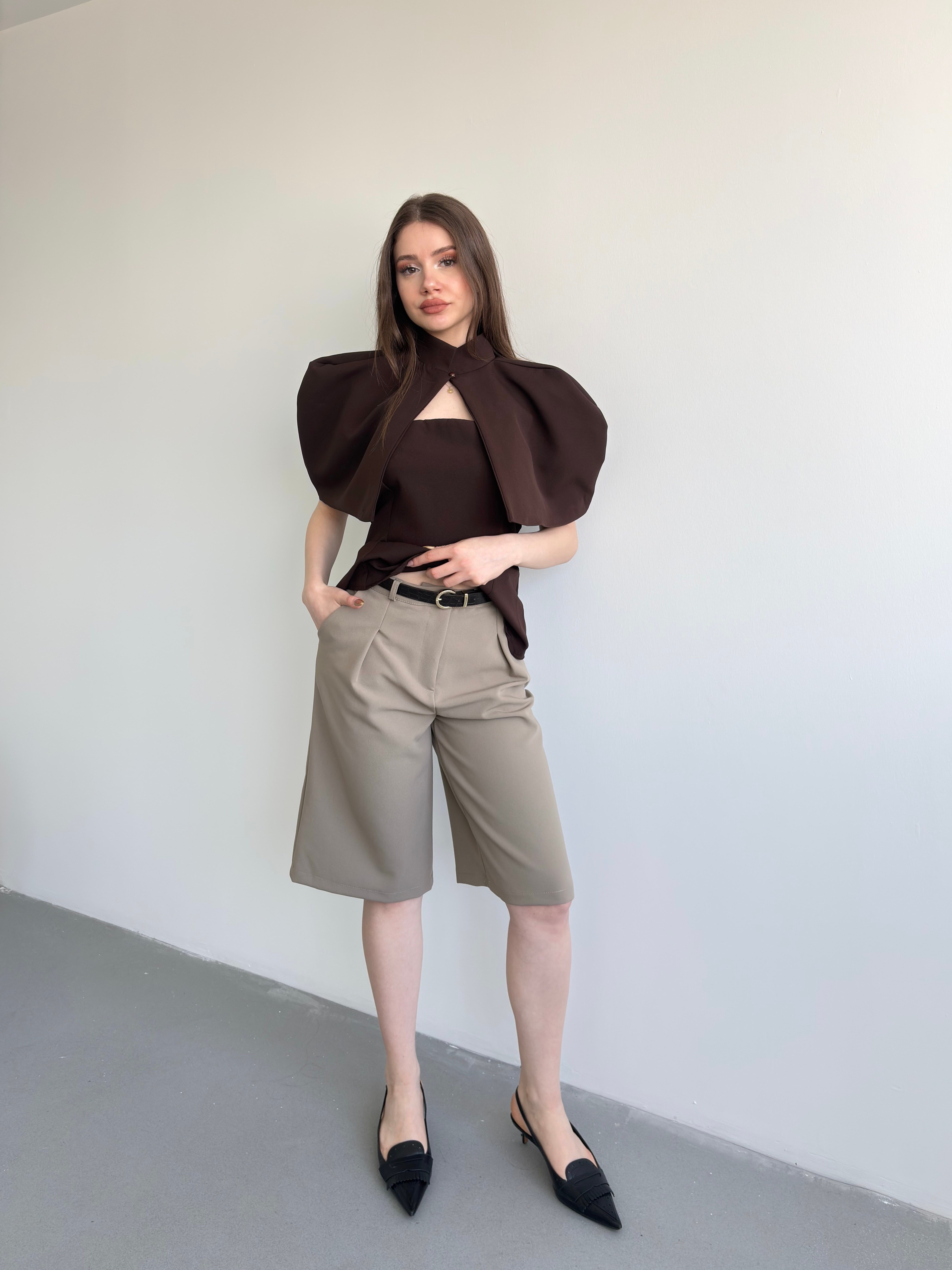 Pileli Kumaş Şortolon