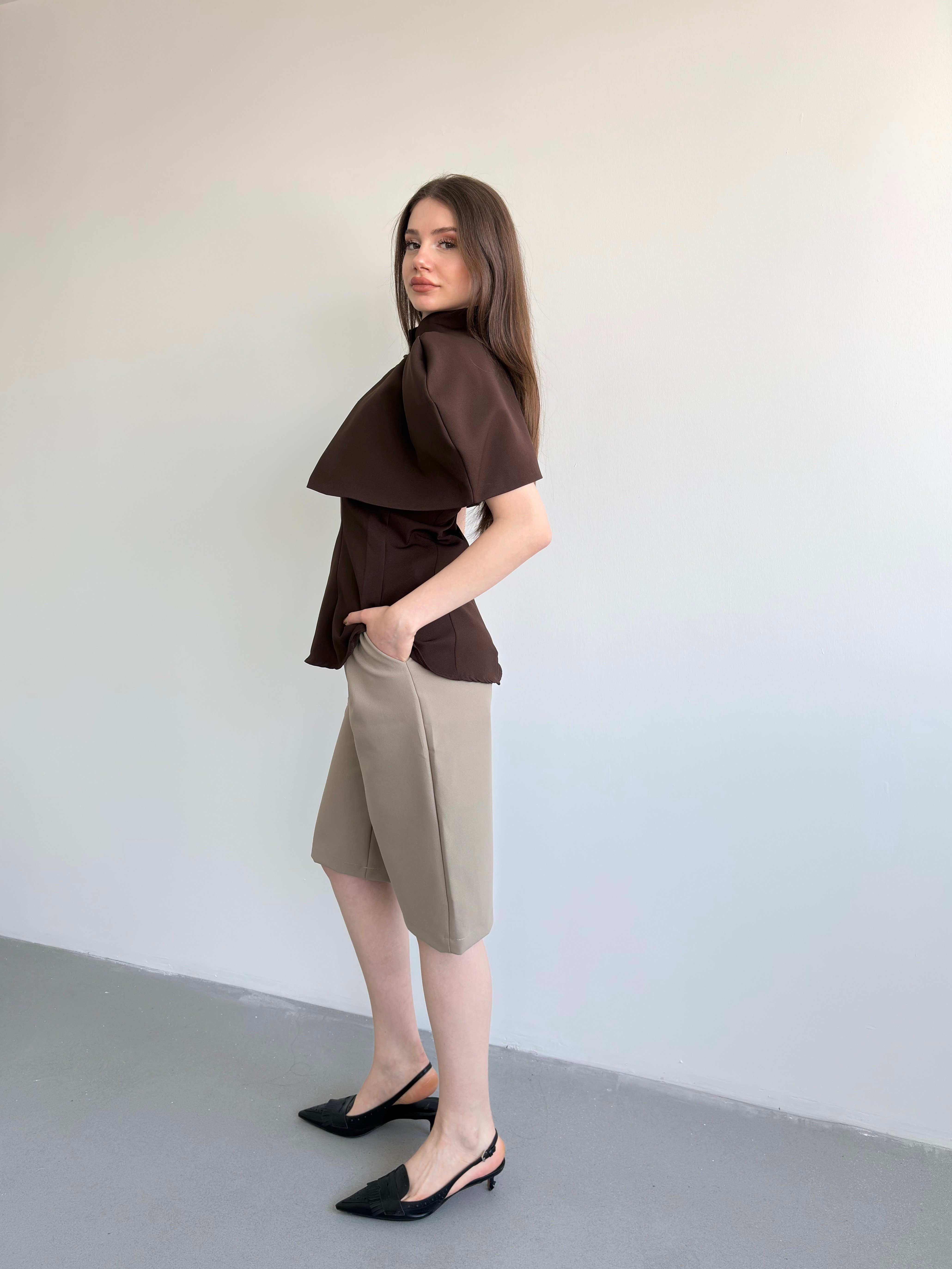 Pileli Kumaş Şortolon