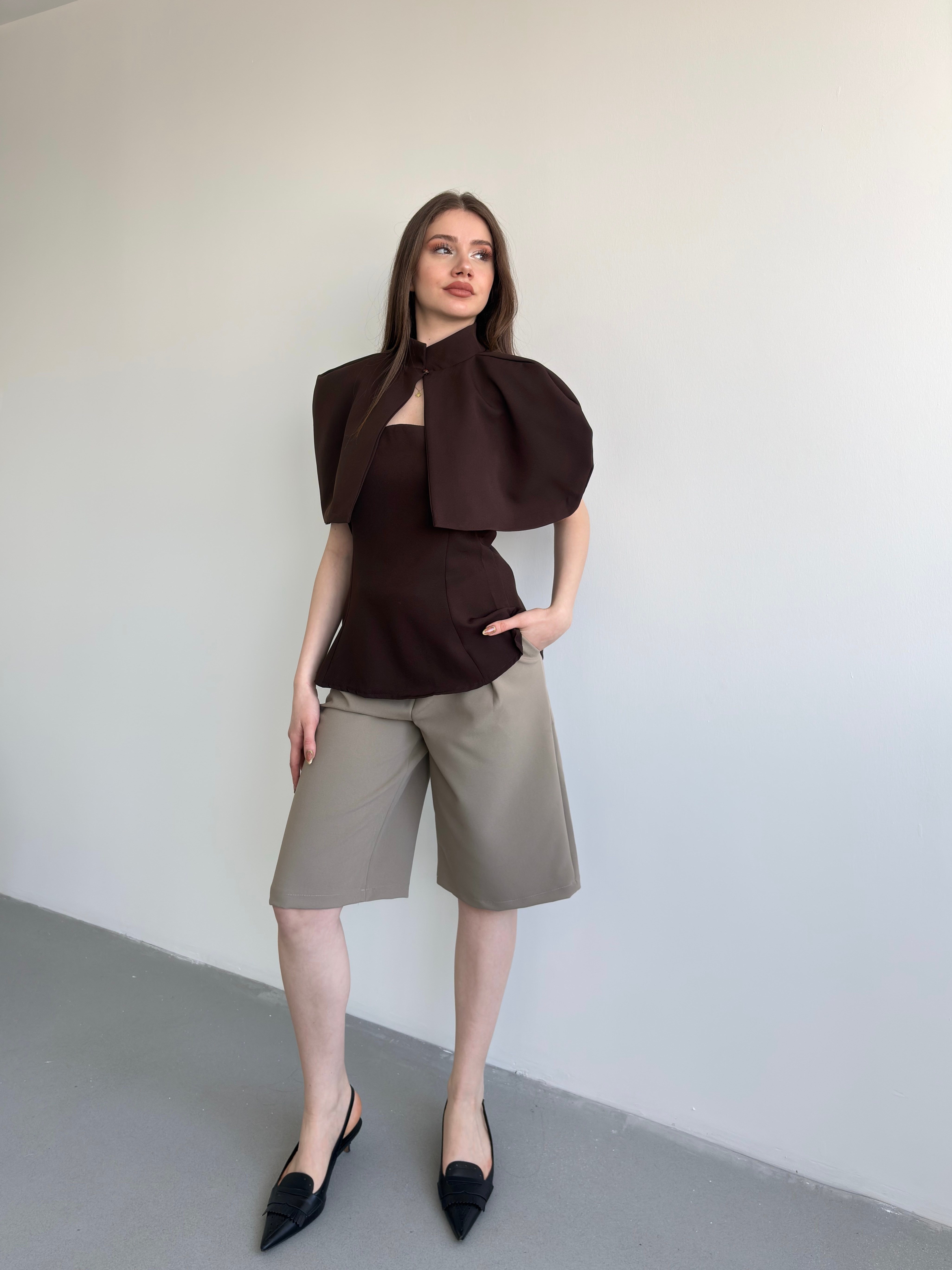 Pileli Kumaş Şortolon